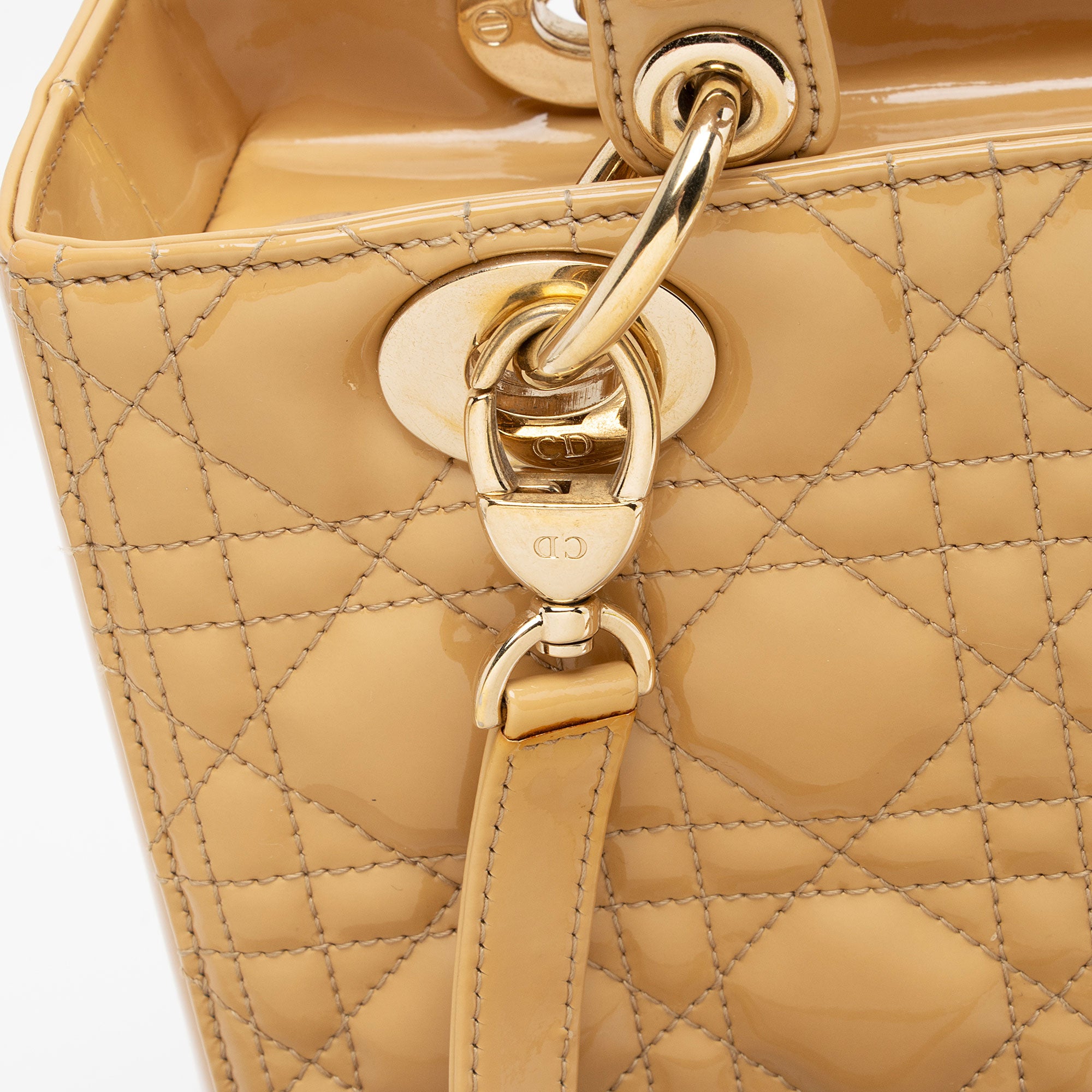 Dior Patent Leather Lady Dior Medium Tote (SHF-8qfooJ)