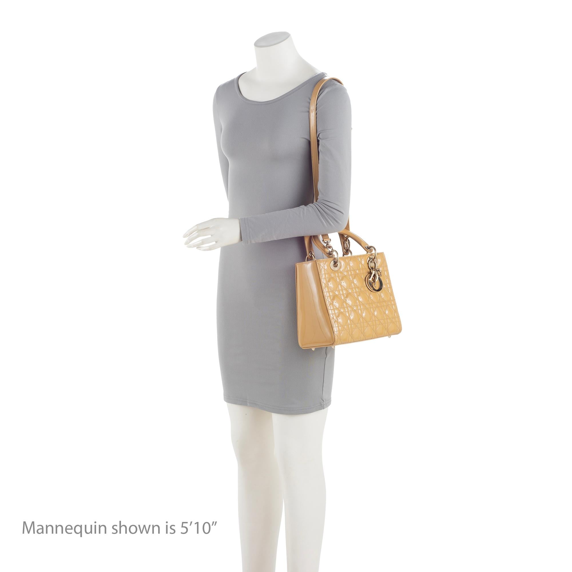 Dior Patent Leather Lady Dior Medium Tote (SHF-8qfooJ)