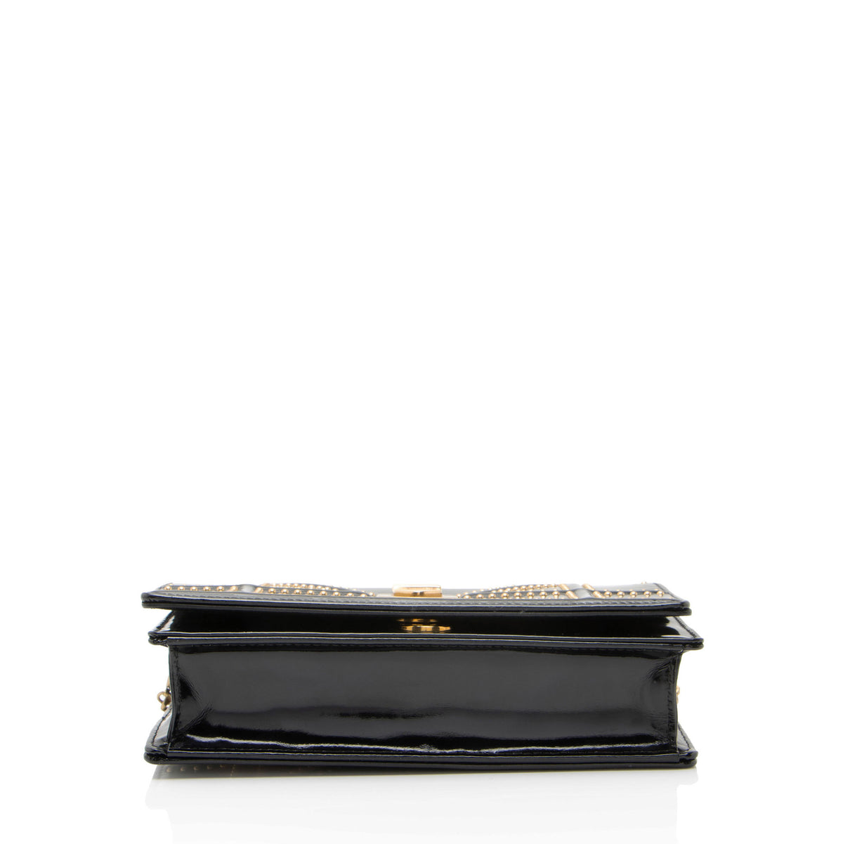 Dior Patent Leather Studded Diorama Clutch on Chain
