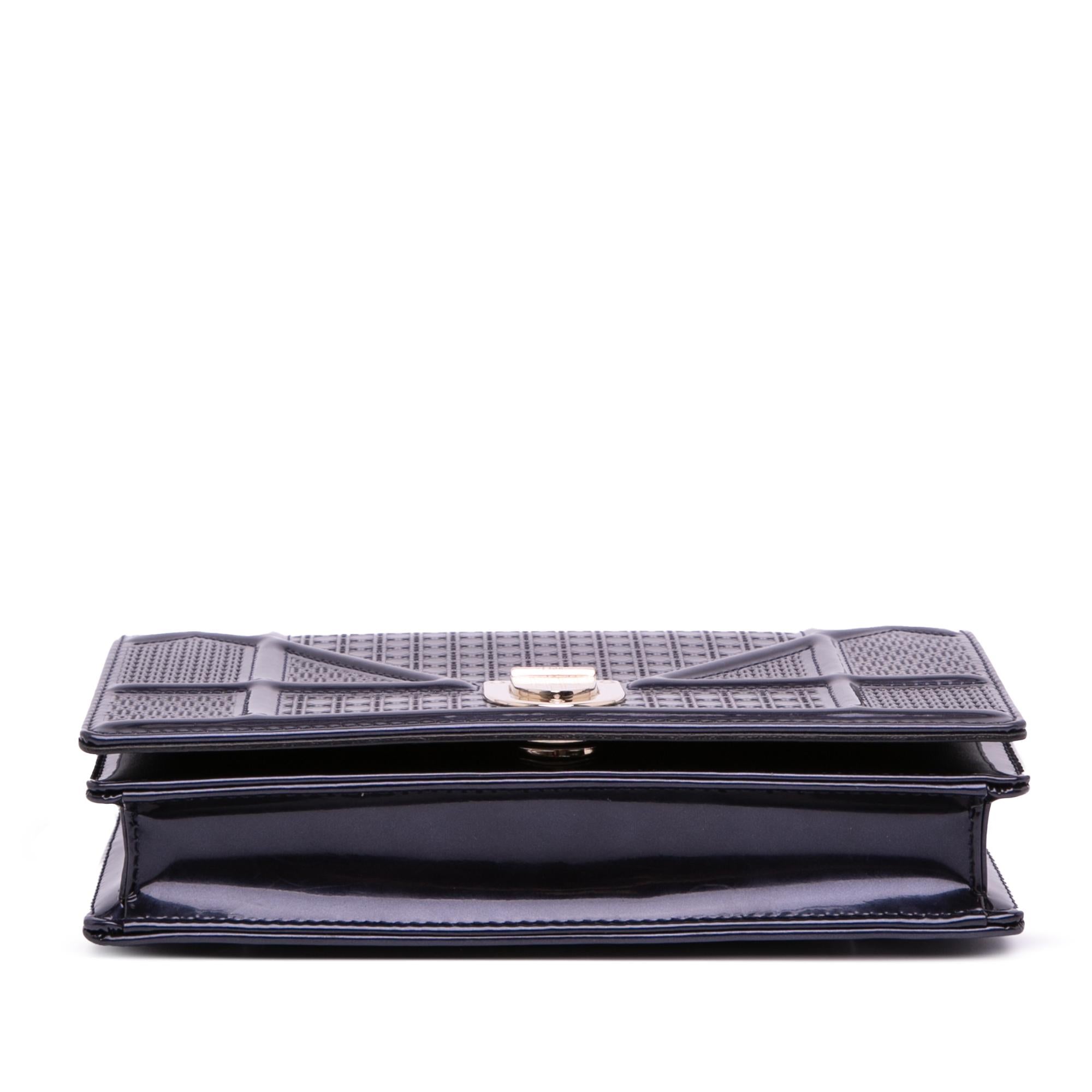 Dior Patent Microcannage Diorama Wallet on Chain