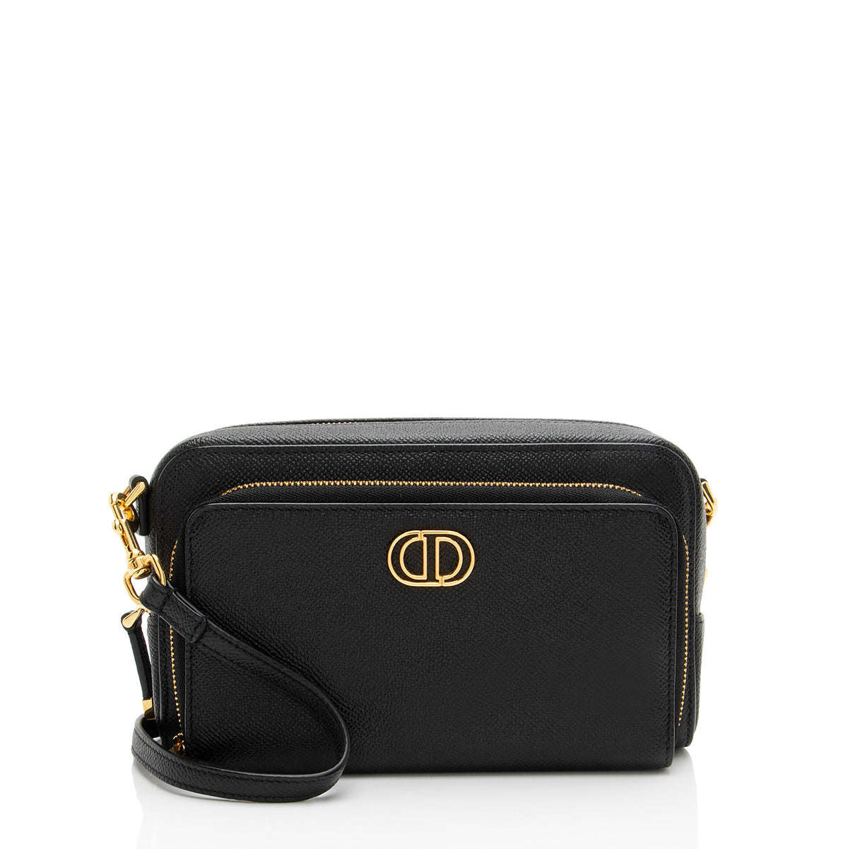 Dior Pebbled Leather Caro Double Pouch Crossbody