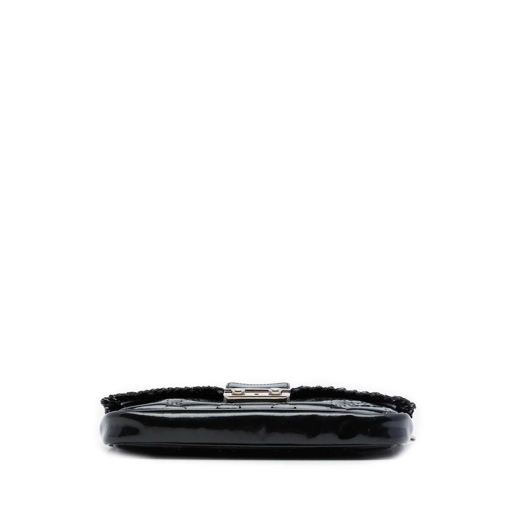 Dior Perforated Patent Cannage New Lock Ruffle Pouch Crossbody