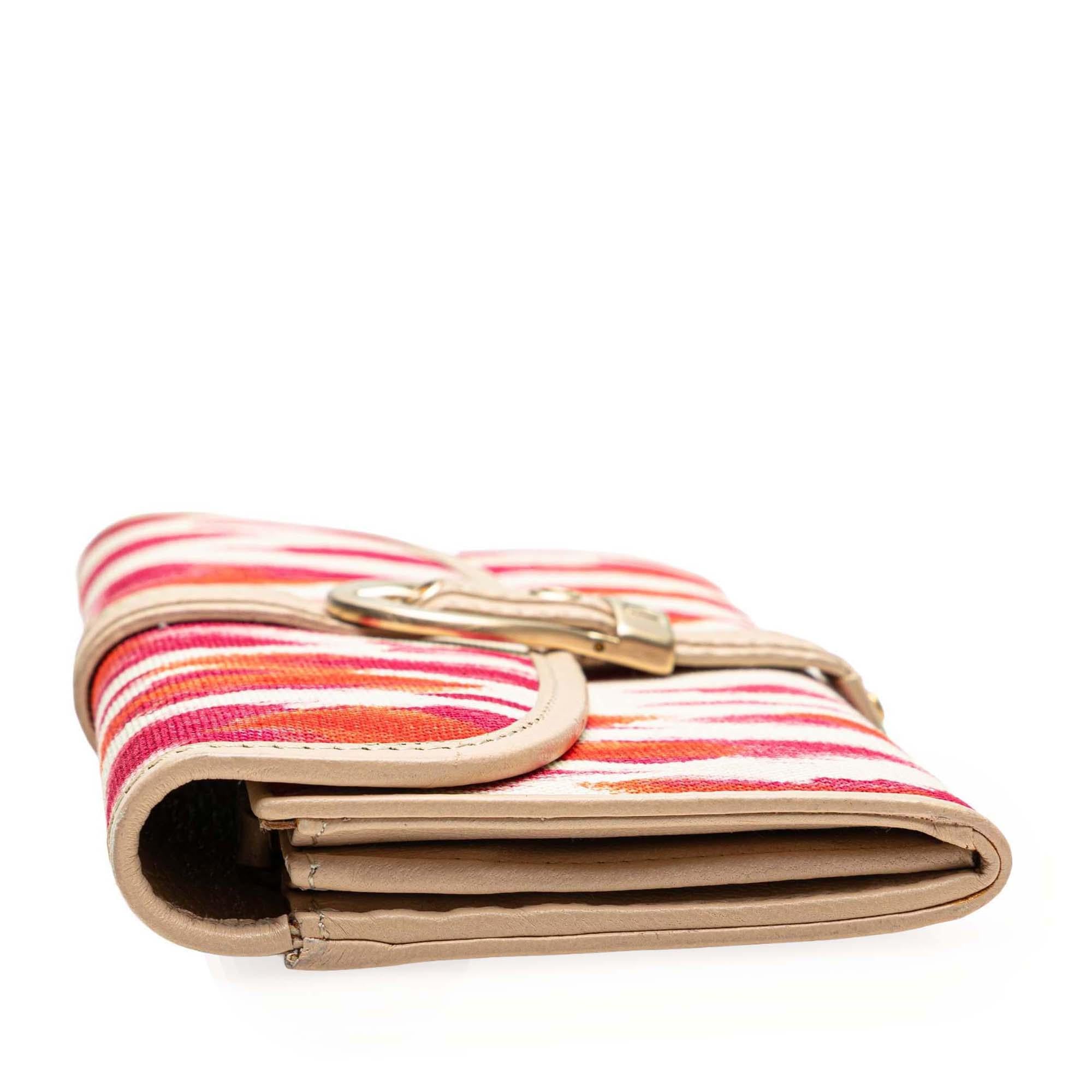 Dior Printed Canvas Buckle Strap Flap Wallet
