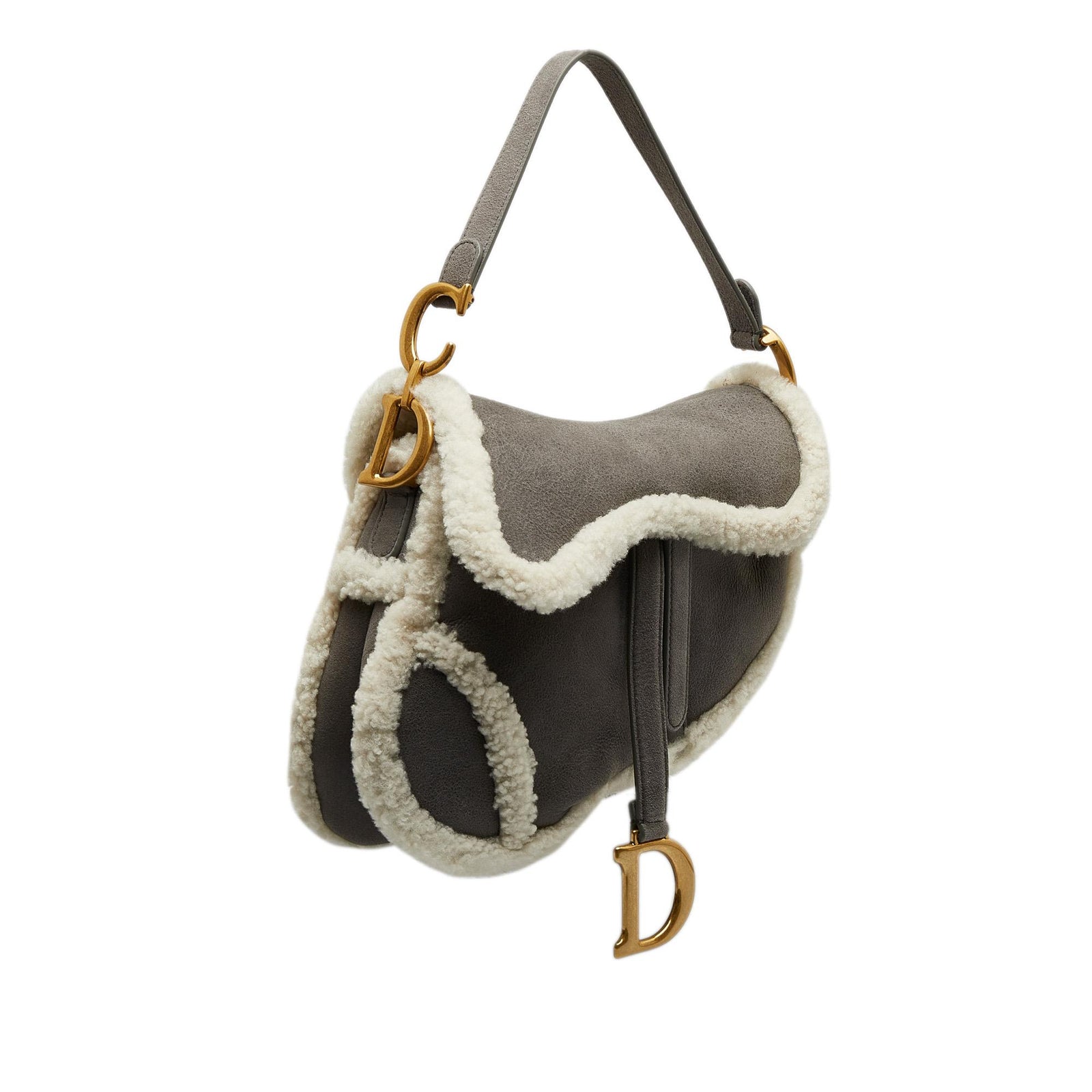 Dior shearling saddle bag deals