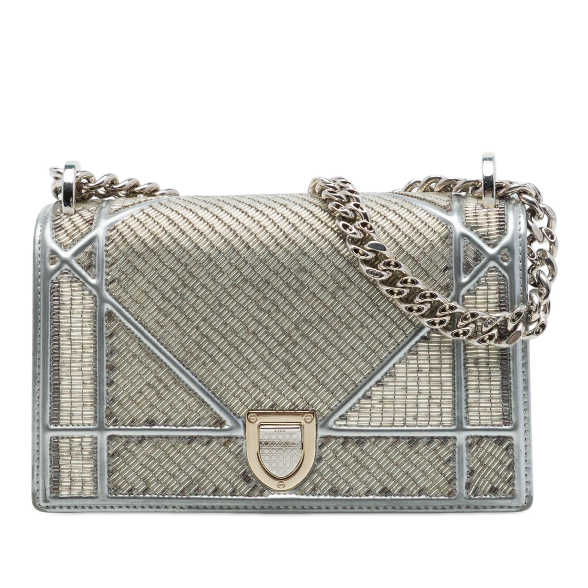 Dior Small Calfskin Diorama Crystal Embellished Flap