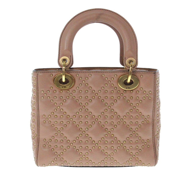 Dior Small Cannage Supple Lady Dior Studded Leather Satchel SHG AKuaq LuxeDH