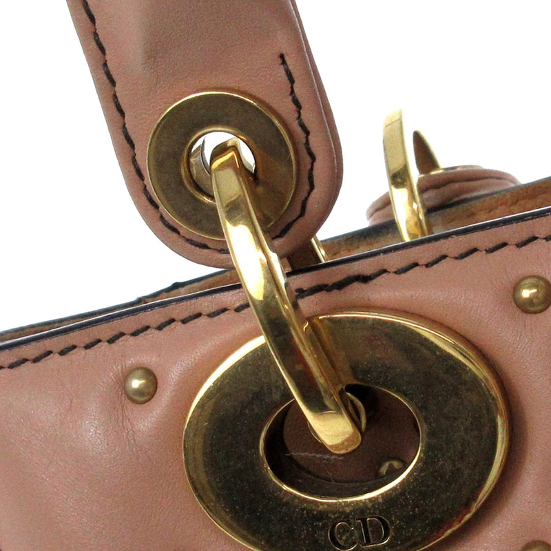 Dior Small Cannage Supple Lady Dior Studded Leather Satchel (SHG-AKuaqA)