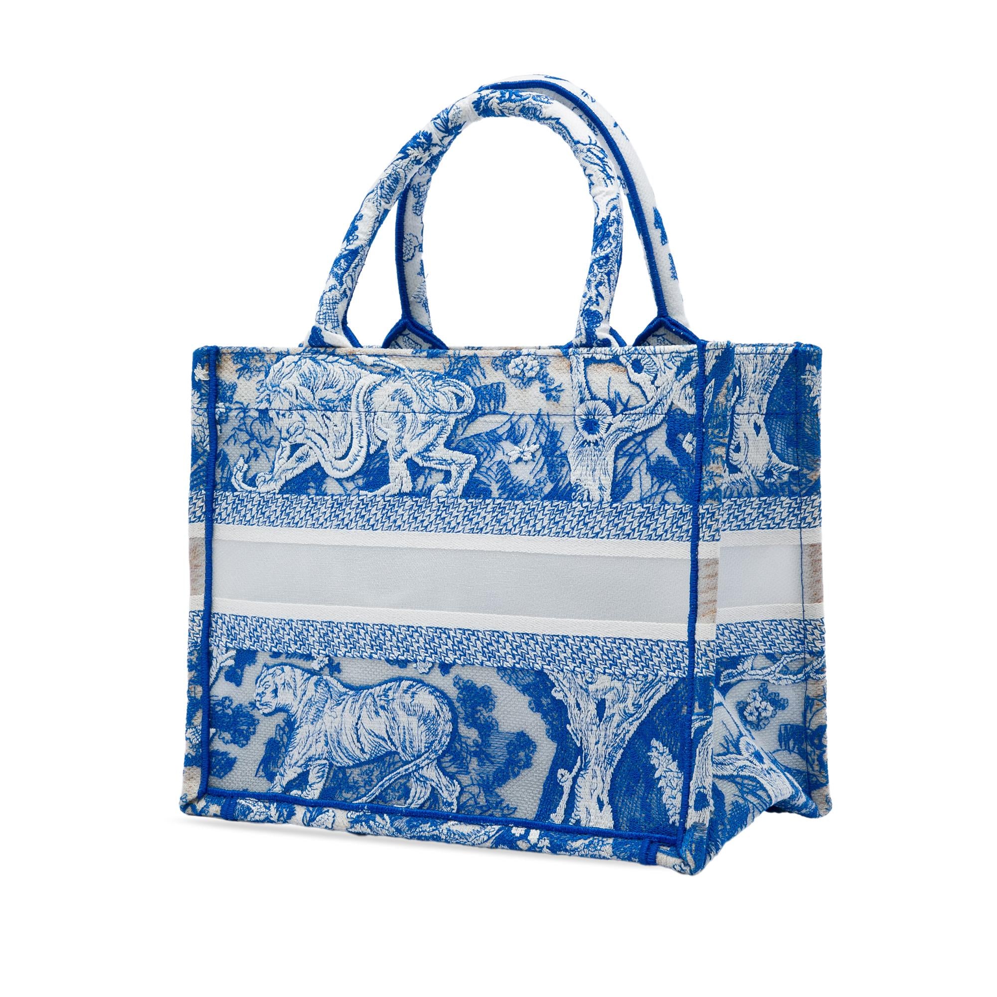 Dior Small Canvas Embroidered Toile De Jouy Sauvage Book Tote