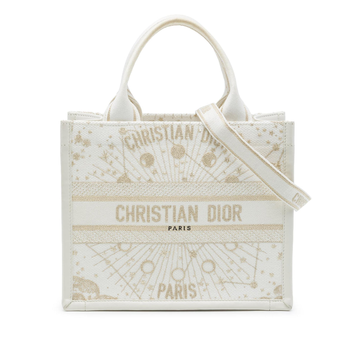 Dior Small Embroidered Canvas Gold Star Book Tote