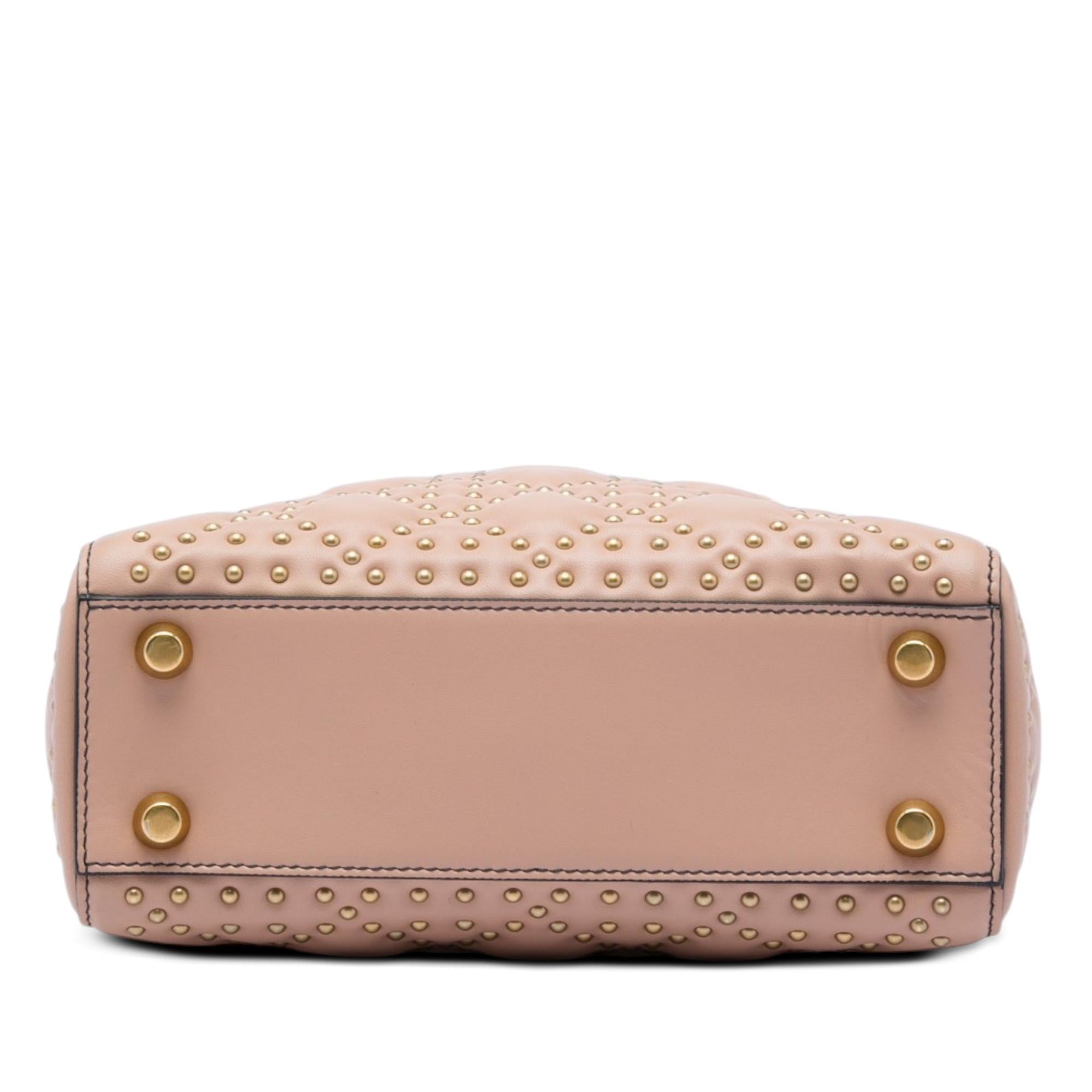 Dior Small Lambskin Cannage Studded Supple Lady Dior