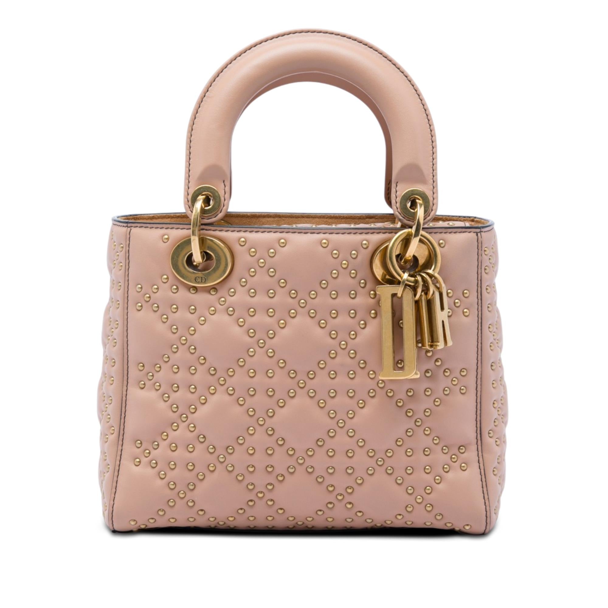 Dior Small Lambskin Cannage Studded Supple Lady Dior