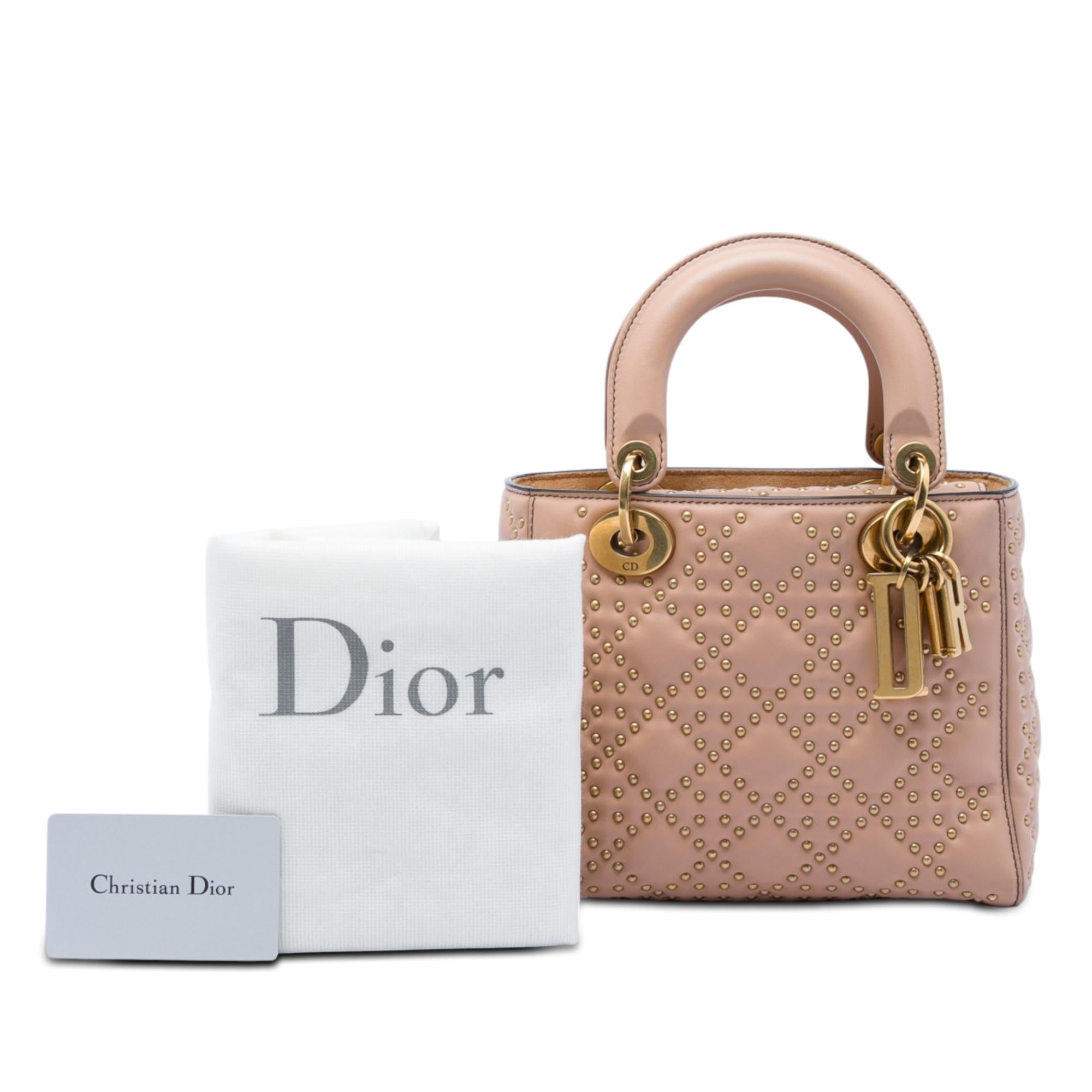 Dior Small Lambskin Cannage Studded Supple Lady Dior