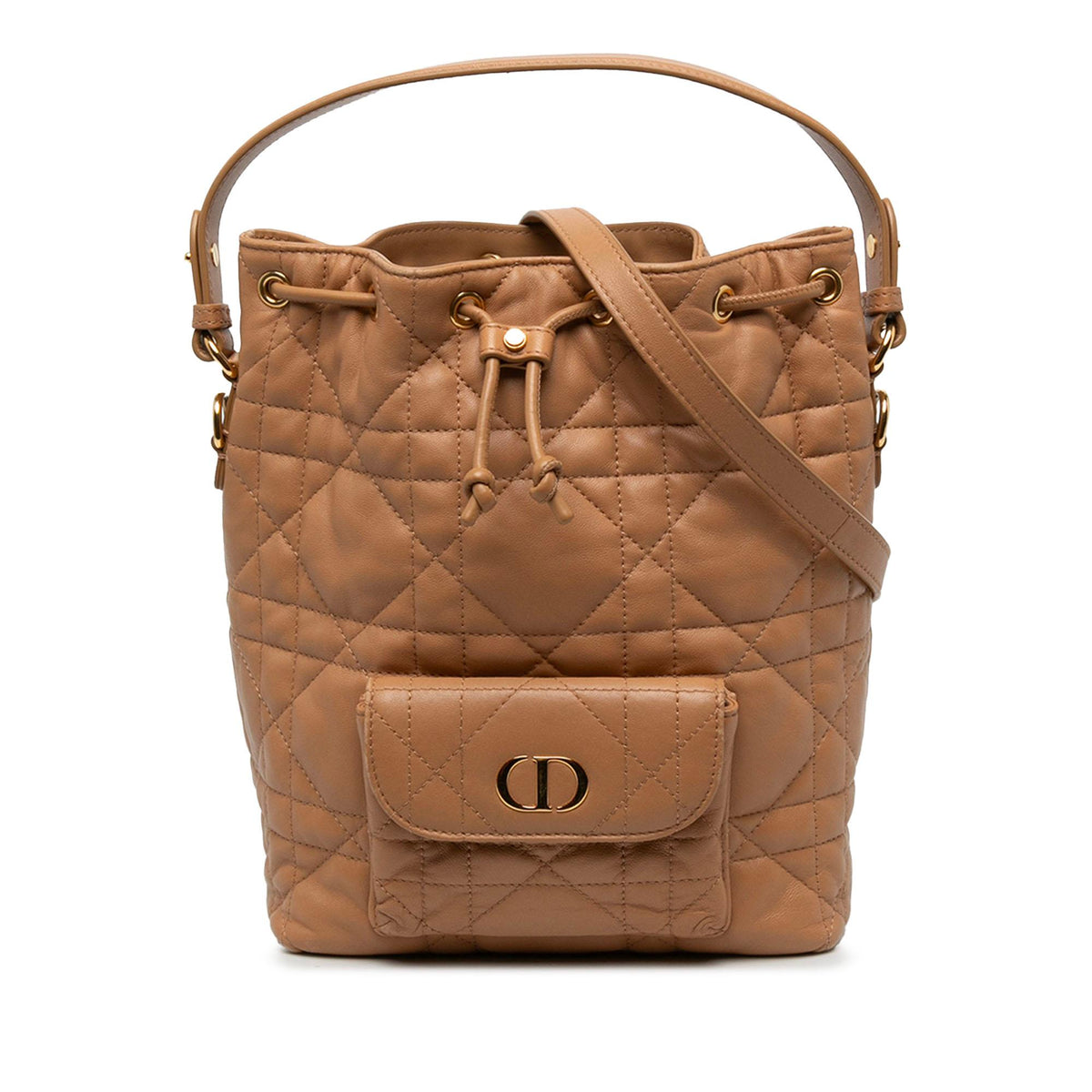 Dior Small Lambskin Macrocannage Caro Bucket Bag