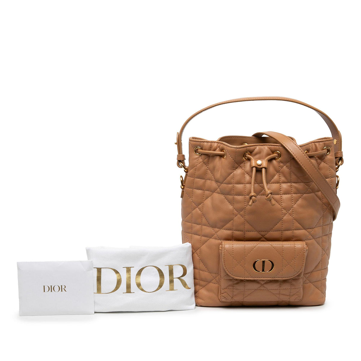 Dior Small Lambskin Macrocannage Caro Bucket Bag