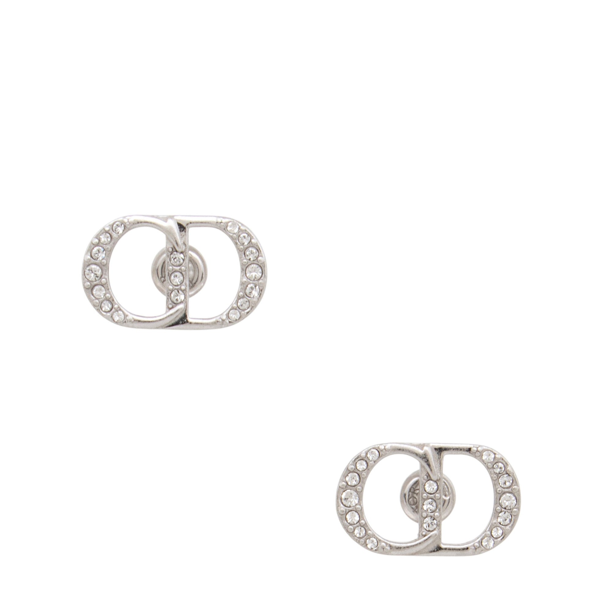 Dior Sterling Silver Crystal CD Icon Earrings