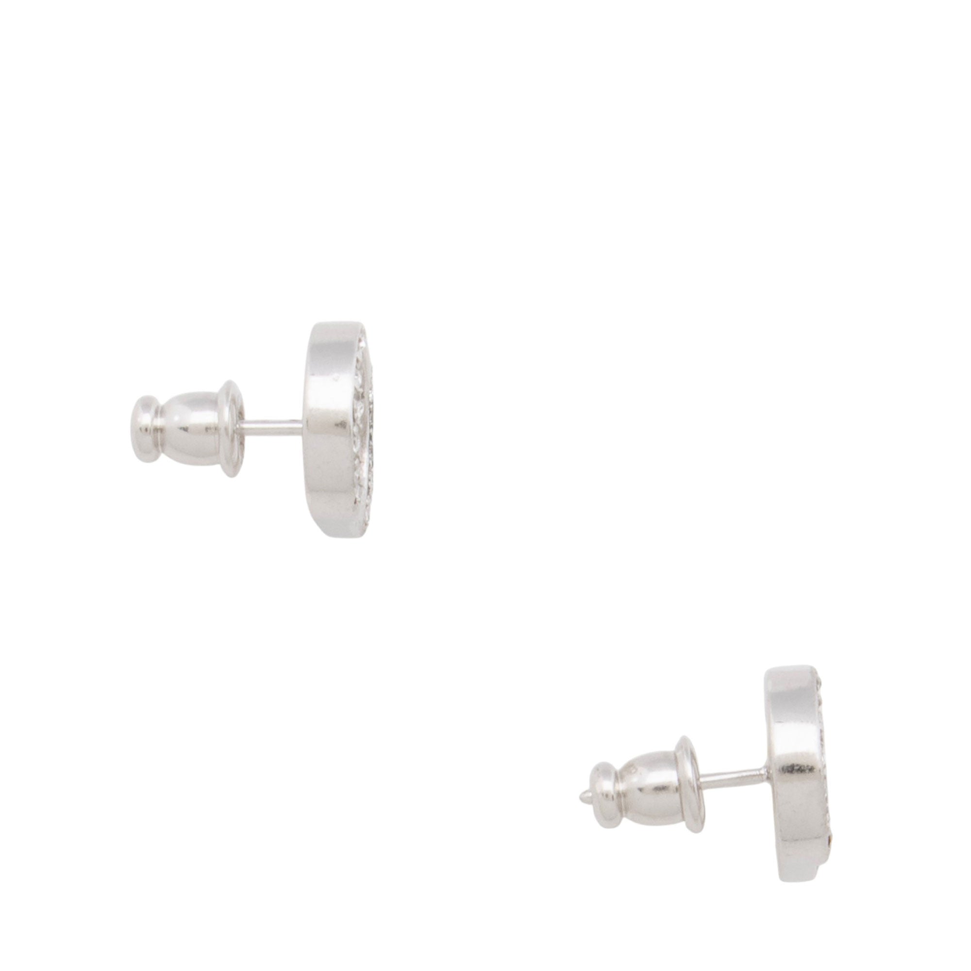 Dior Sterling Silver Crystal CD Icon Earrings