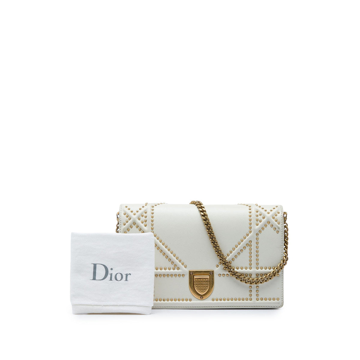 Dior Studded Calfskin Diorama Wallet on Chain