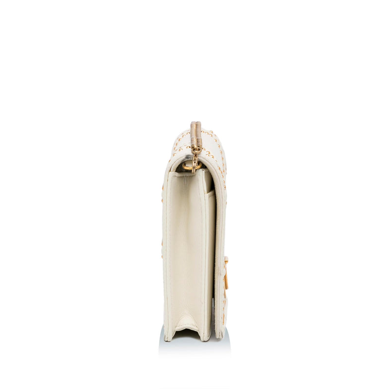 Christian Dior Gold Studded Leather Diorama Medium Flap Bag