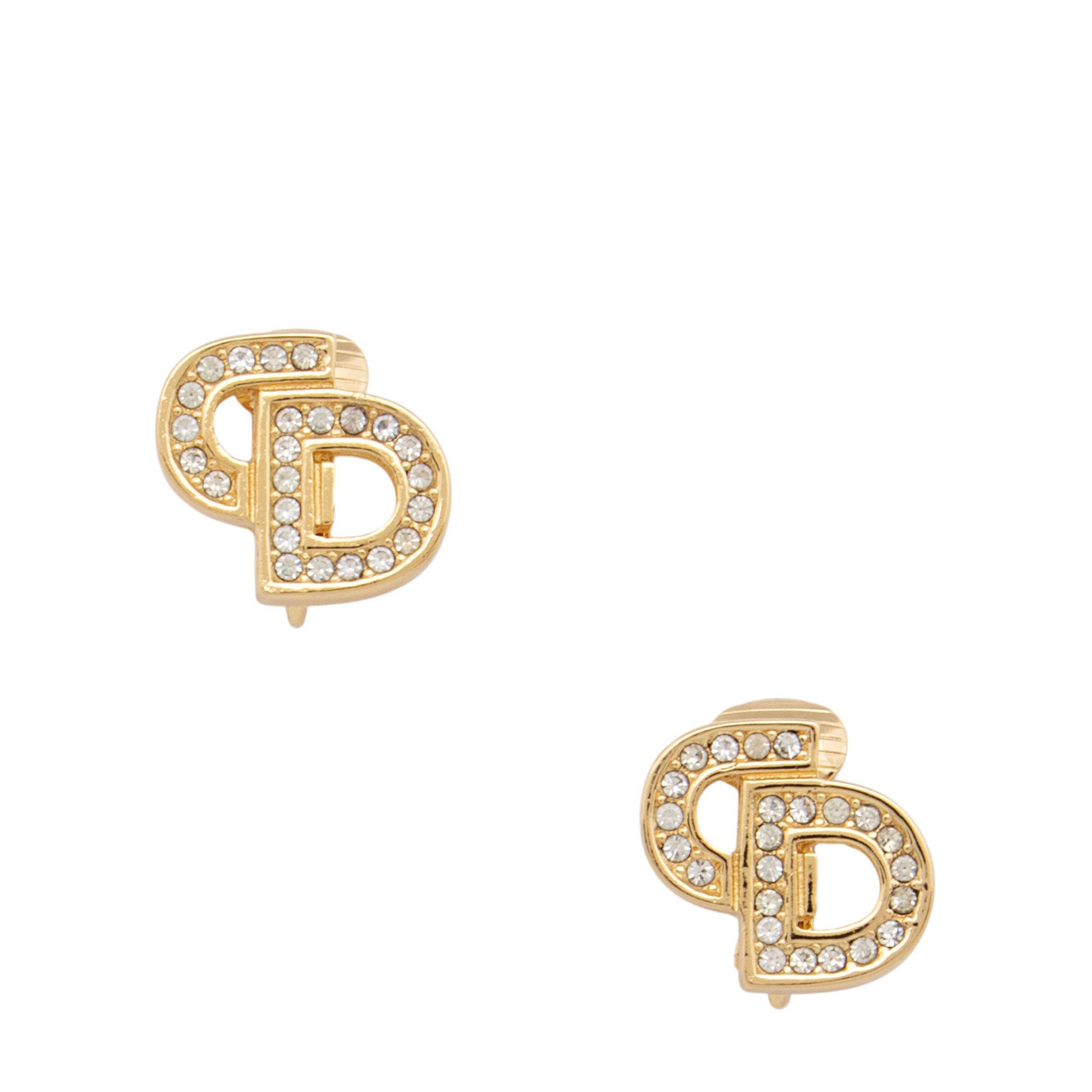 Dior Vintage Crystal CD Clip On Earrings