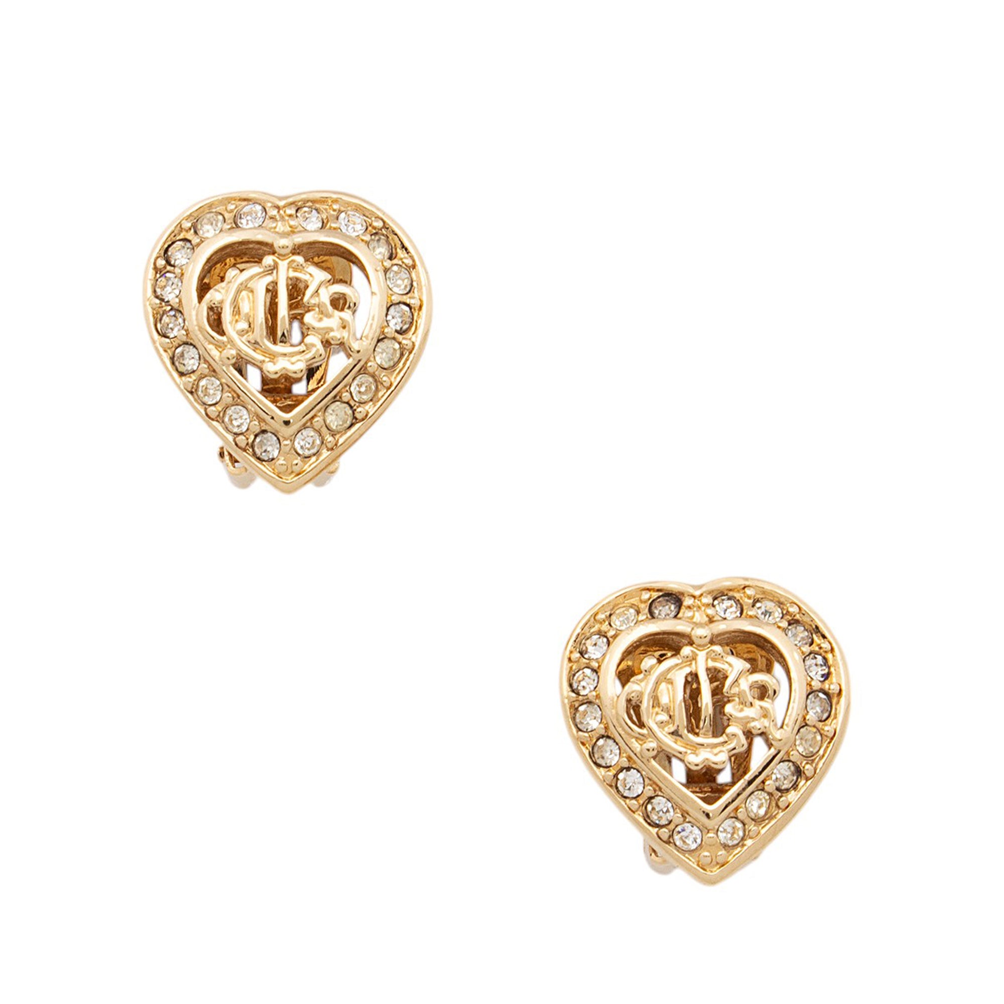 Dior Vintage Crystal Heart Clip on Earrings (SHF-cKu1tS)