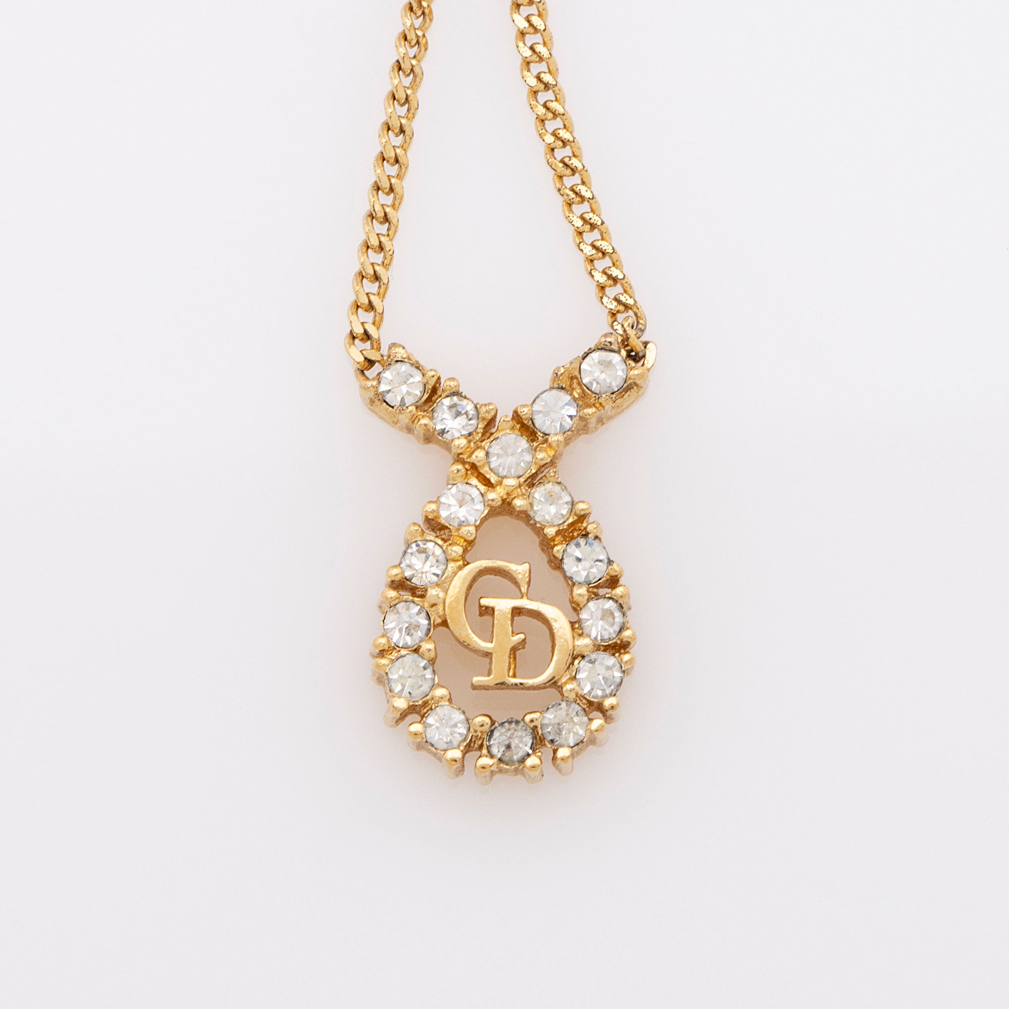 Dior Vintage Crystal Teardrop Necklace
