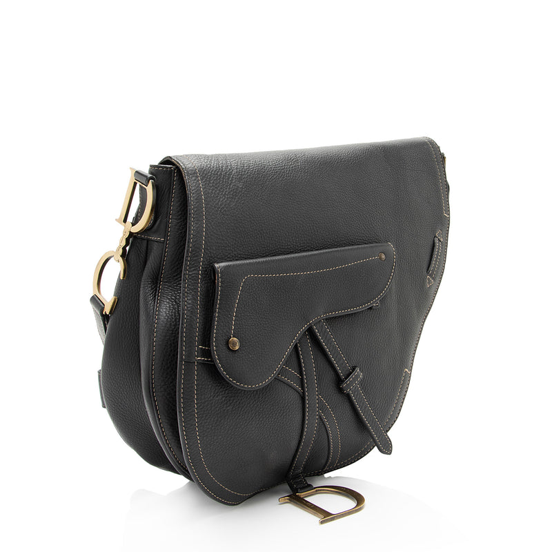 Dior Vintage Leather Baudrier Saddle Bag (SHF-uAI7sS)
