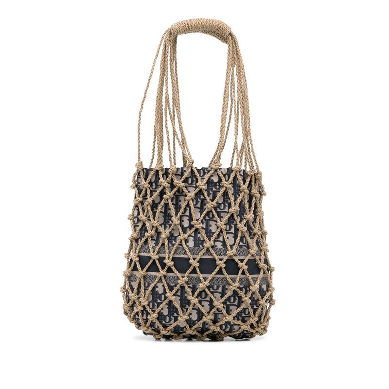 Dior Woven Rope and Oblique Technical Fabric Net Bag (SHG-IPF81H)