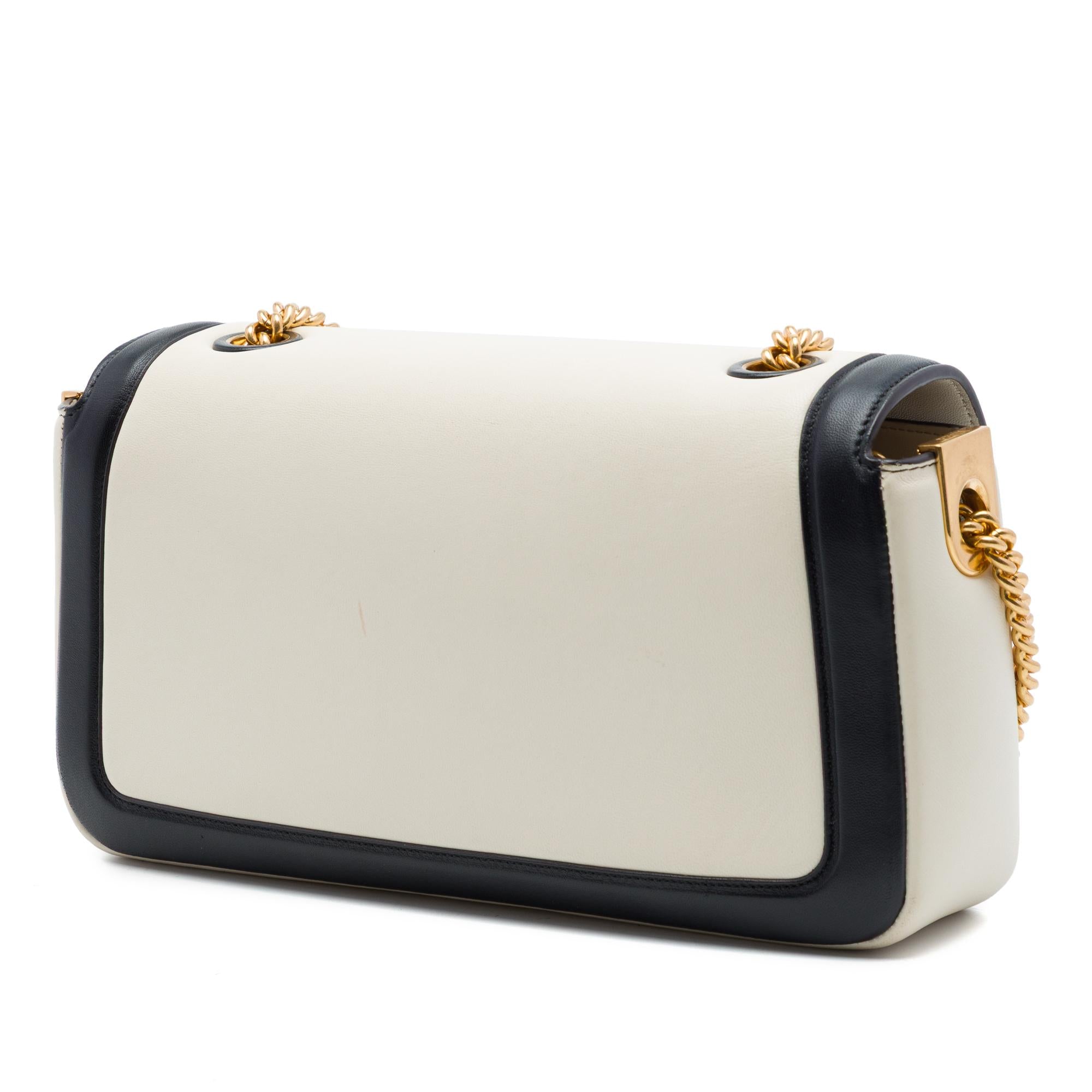 Fendi Bicolor Leather Chain Midi Baguette