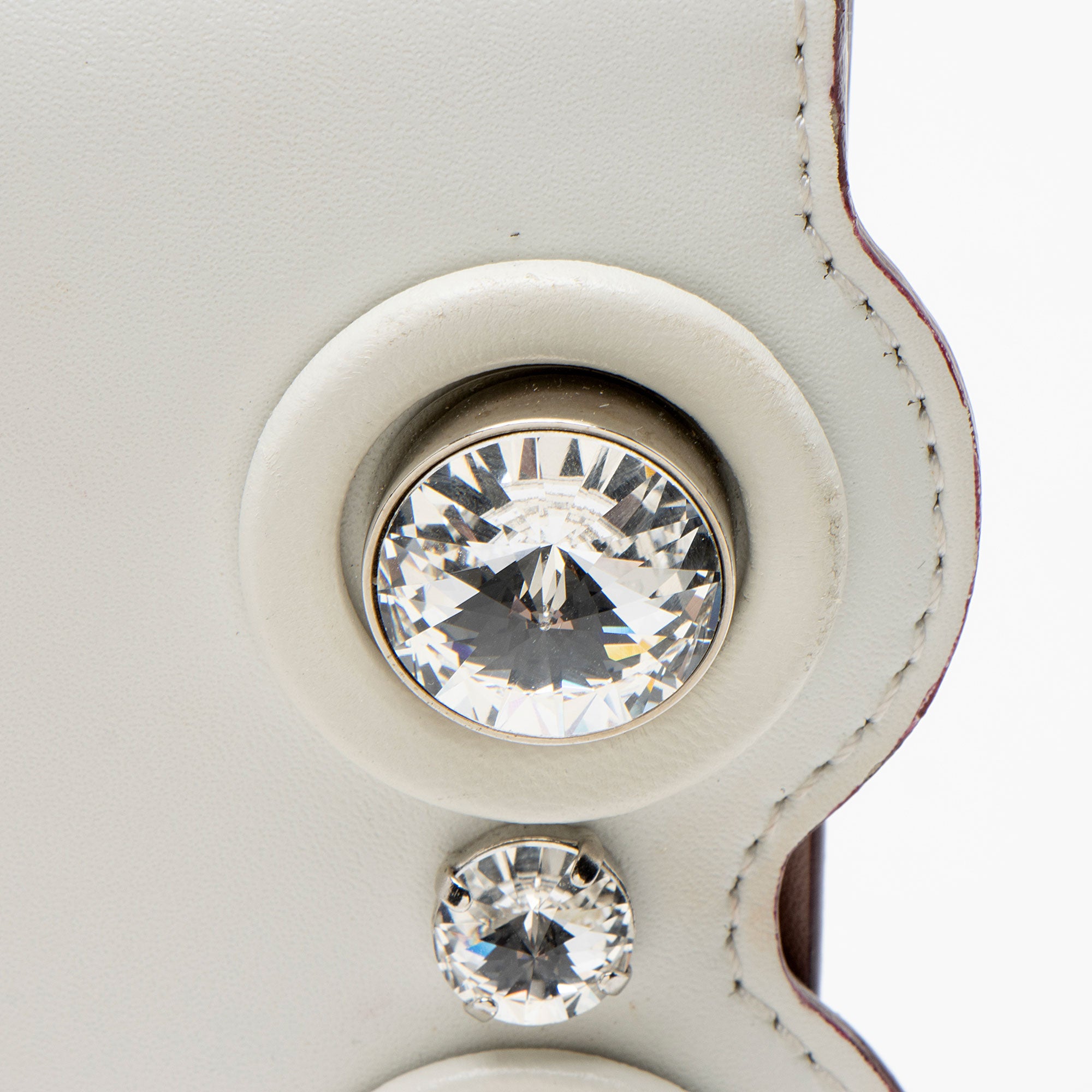 Fendi Calfskin Crystal Studded Kan I Small Shoulder Bag