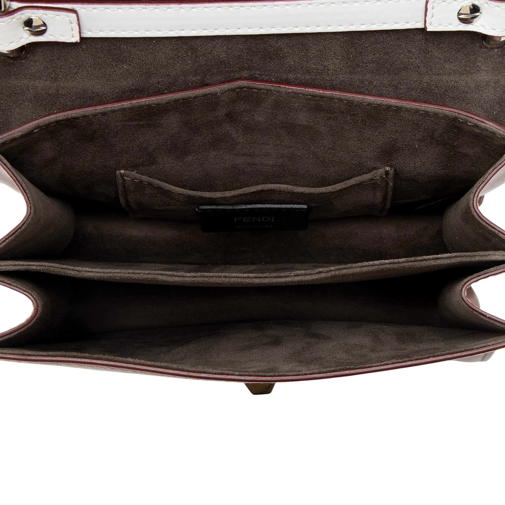 Fendi Calfskin Crystal Studded Kan I Small Shoulder Bag