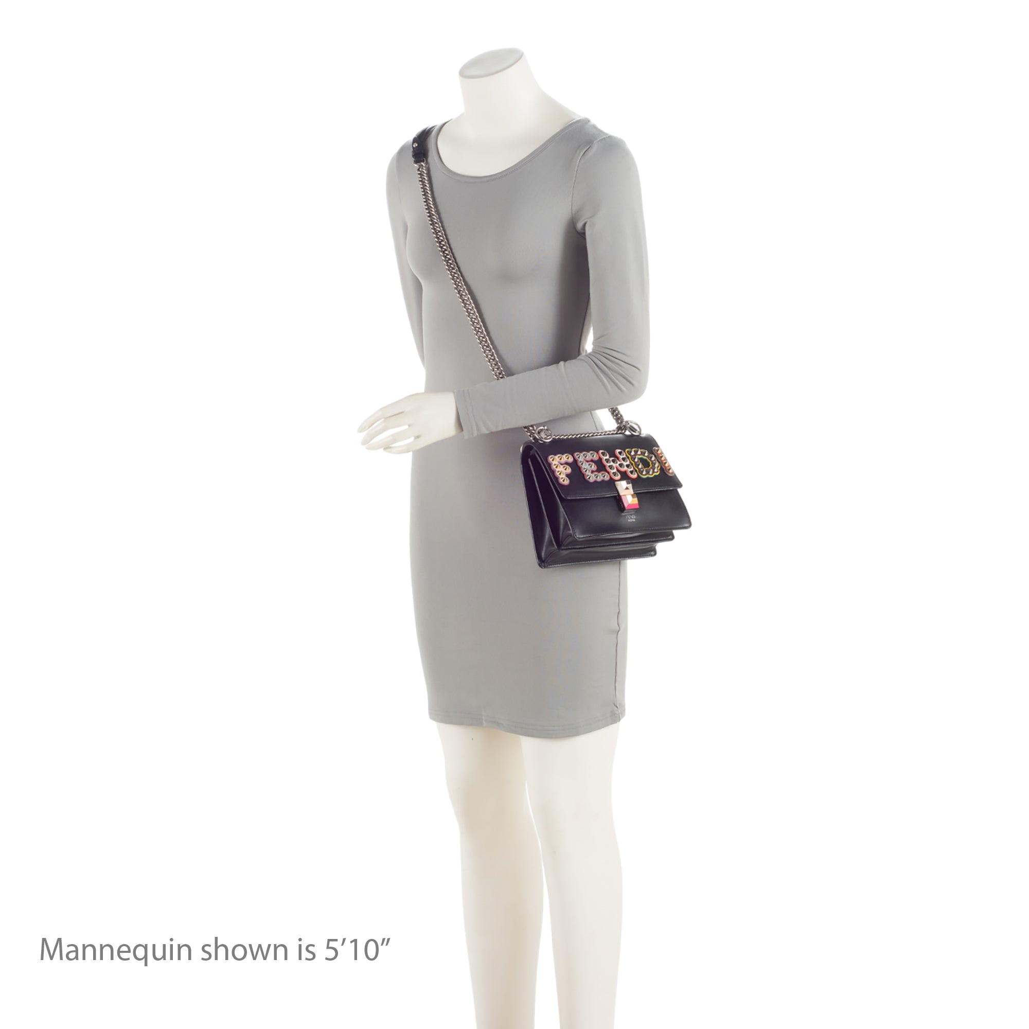 Fendi Calfskin Studded Kan I Small Shoulder Bag