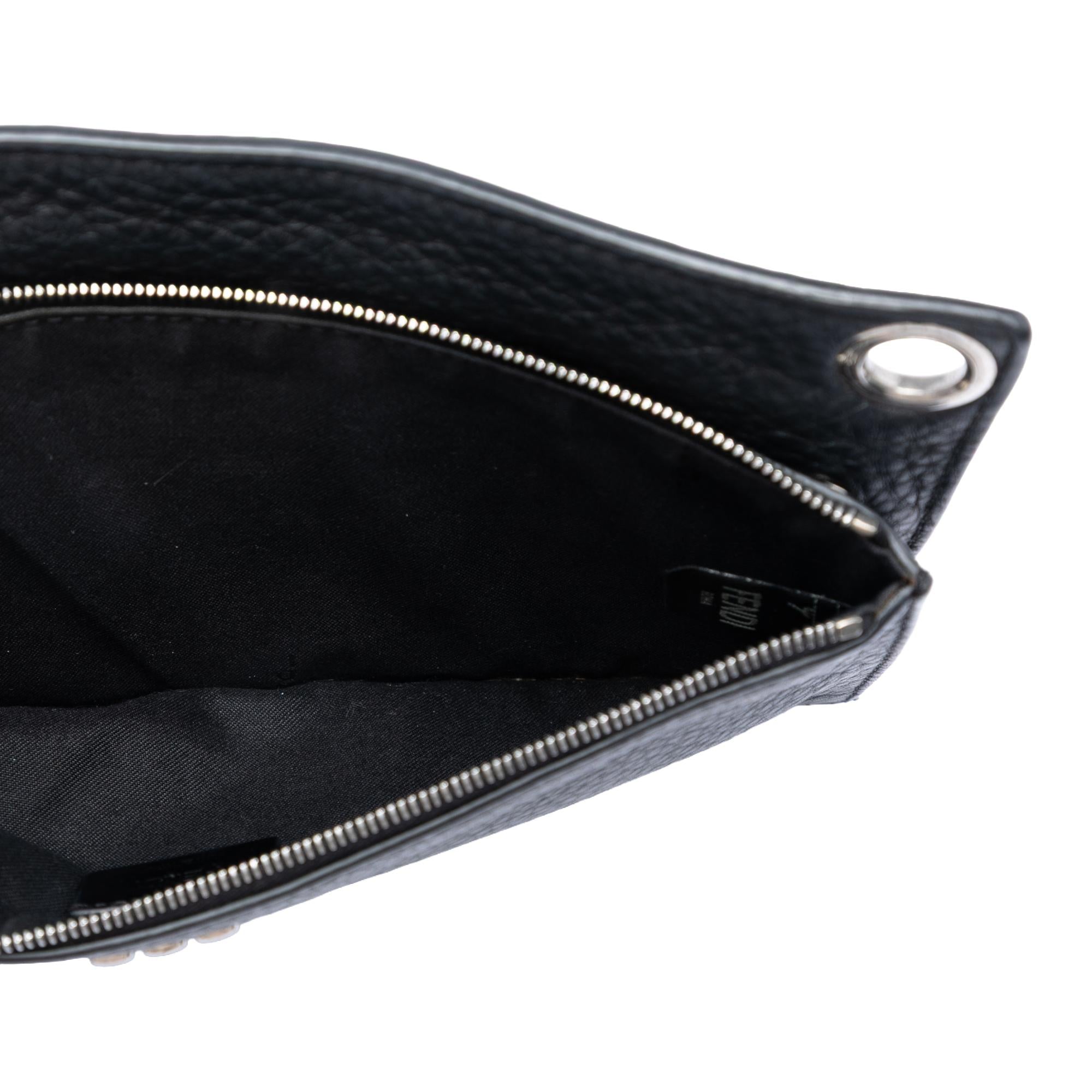 Fendi Calfskin FF 1974 Flat Pouch Crossbody