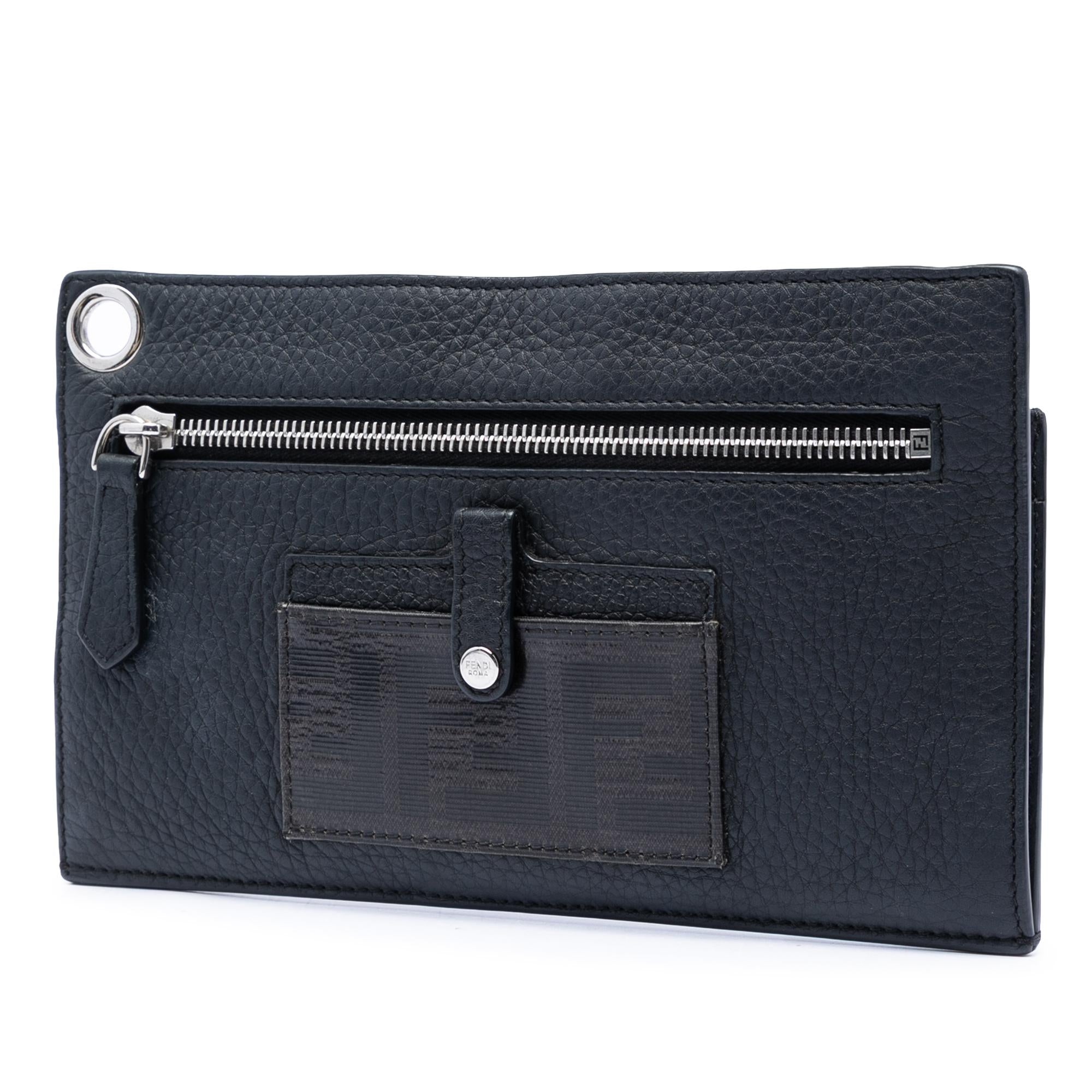 Fendi Calfskin FF 1974 Flat Pouch Crossbody