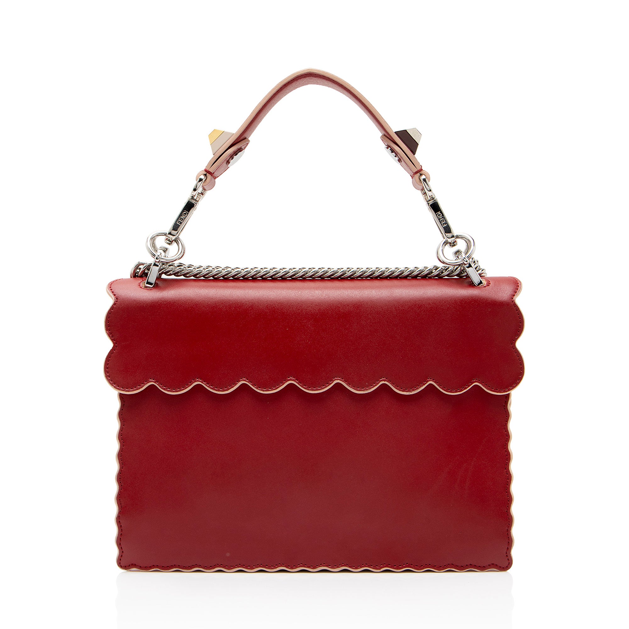 Fendi Calfskin Studded Kan I Medium Shoulder Bag