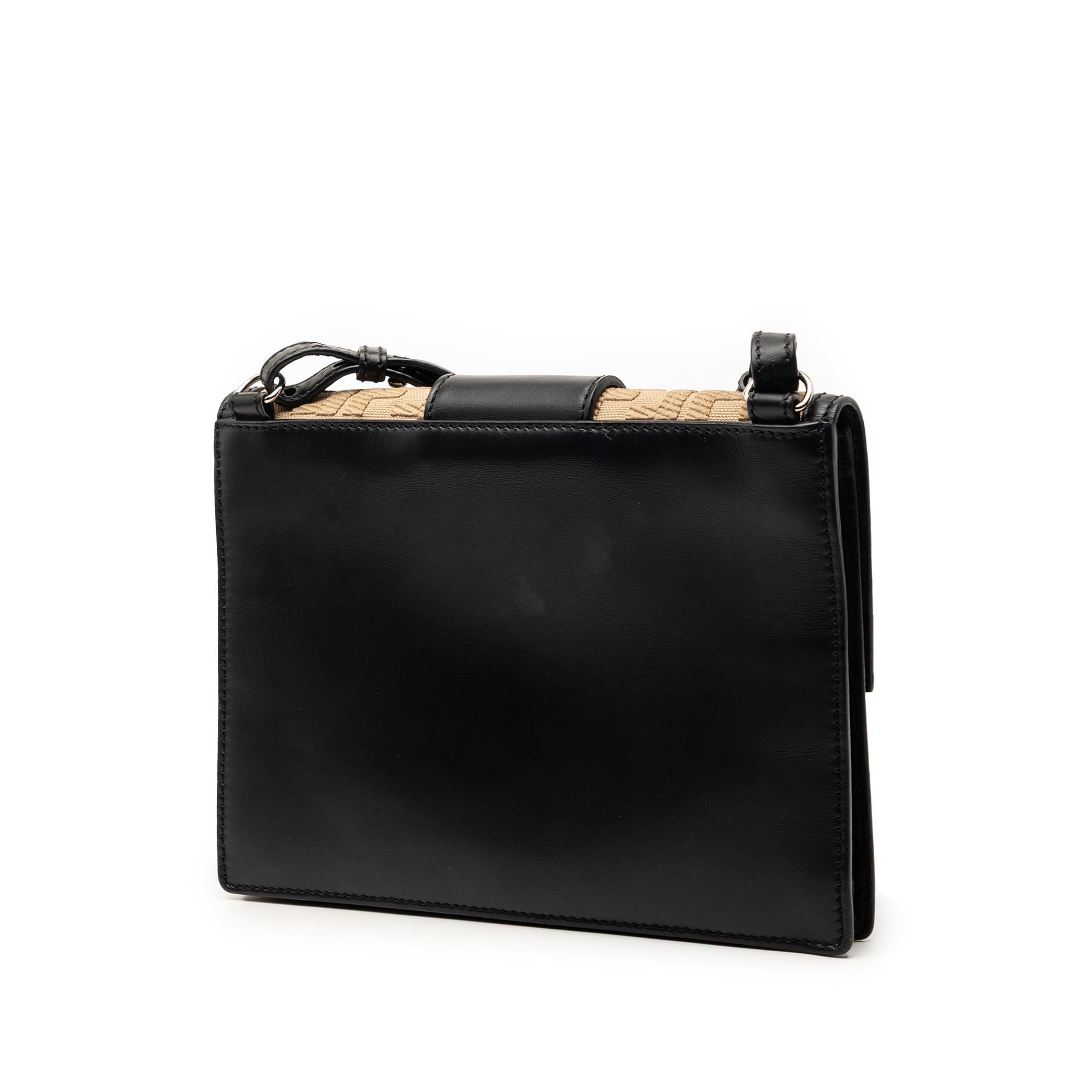 Fendi Calfskin and Canvas FF 1974 Flat Baguette Crossbody
