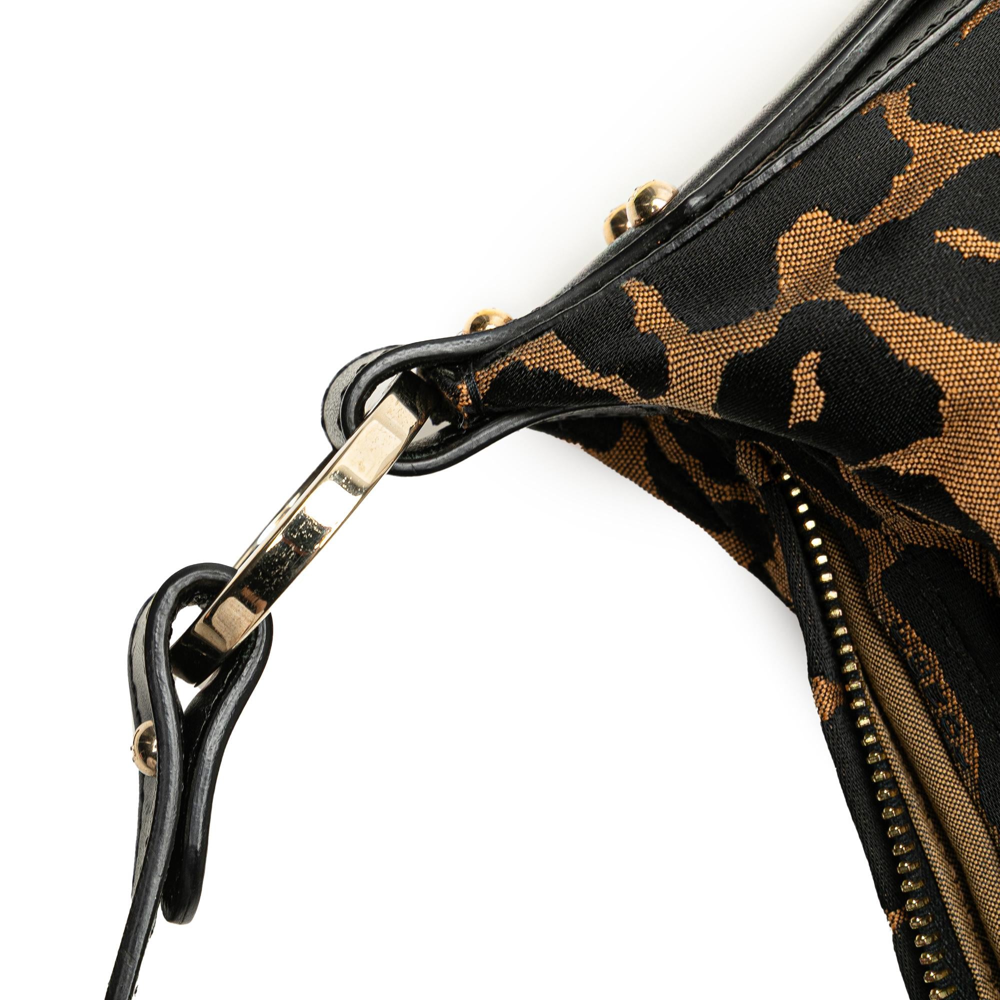 Fendi Canvas Leopard Print Chef Shoulder Bag