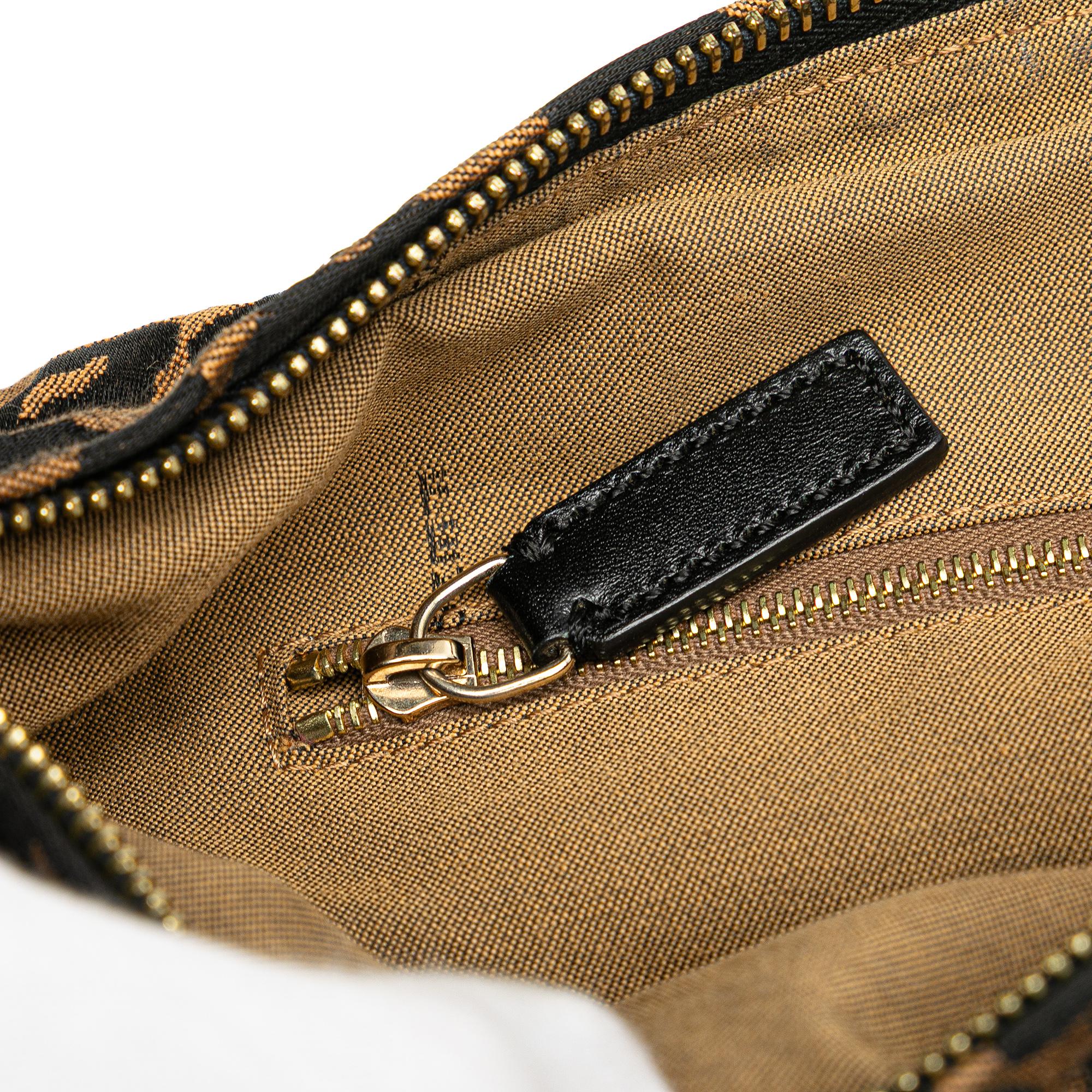 Fendi Canvas Leopard Print Chef Shoulder Bag