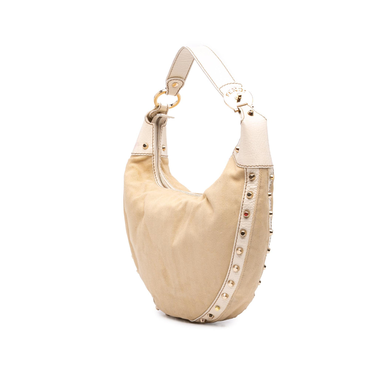 Fendi Canvas Studded Hobo