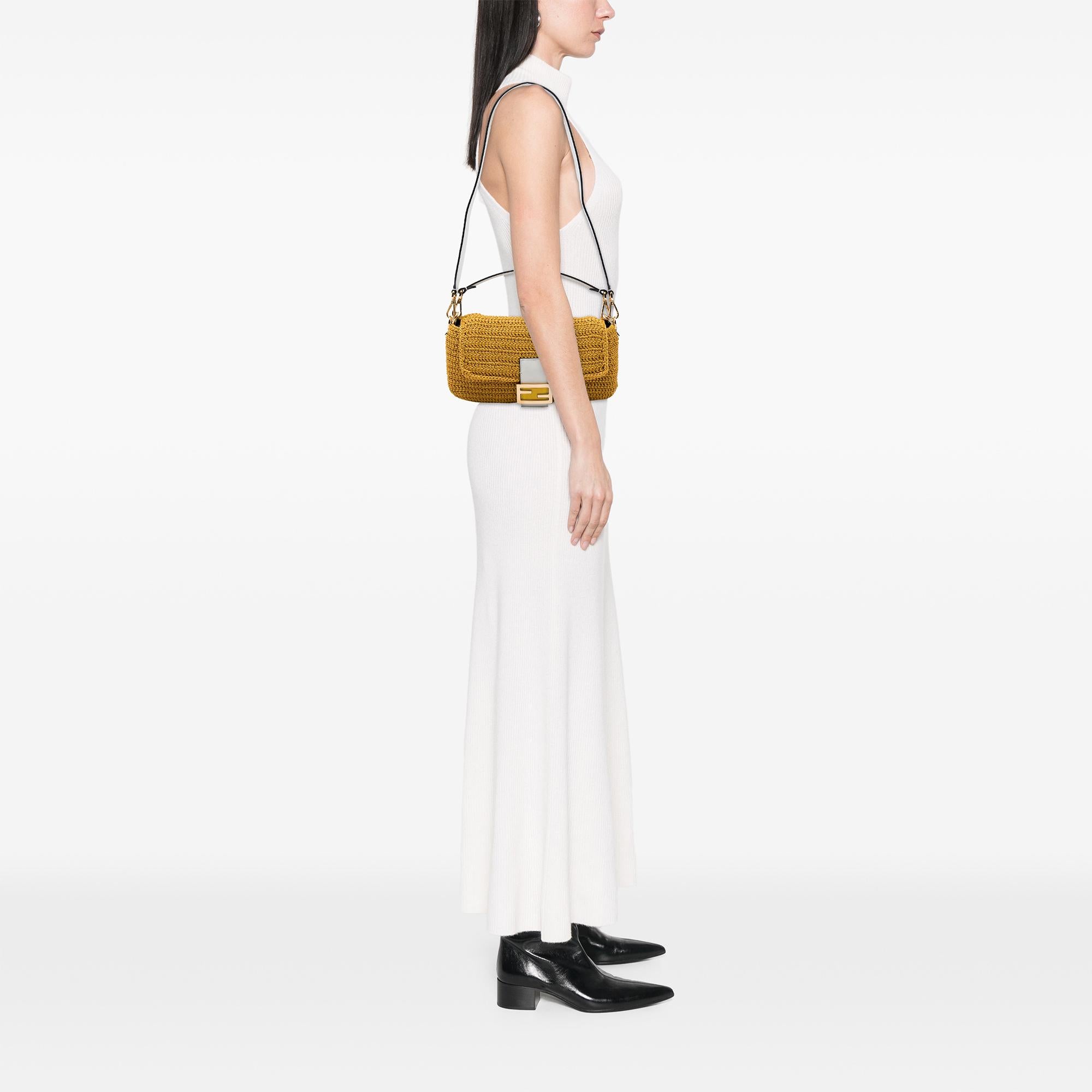 Fendi Crochet Raffia Baguette Satchel