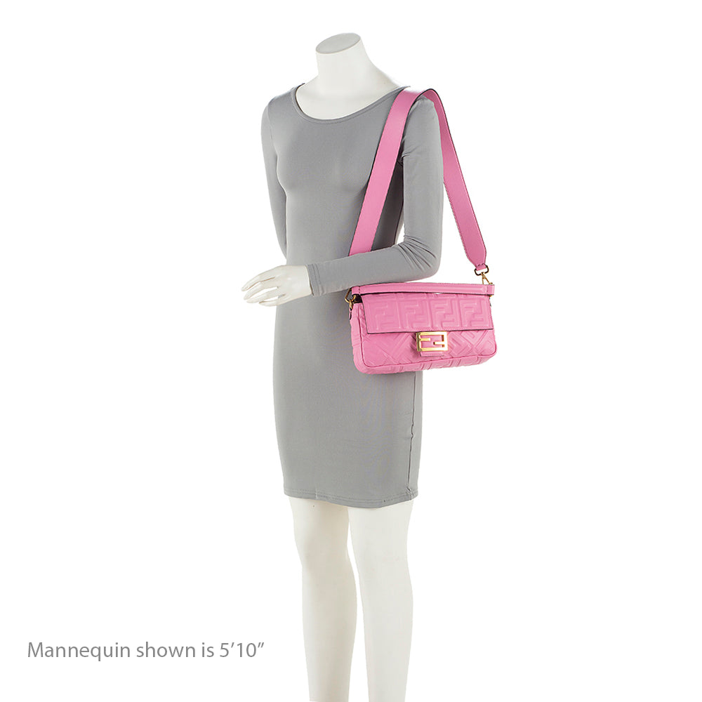 Fendi Embossed Leather FF 1974 Baguette Shoulder Bag (SHF-nc63Ja)