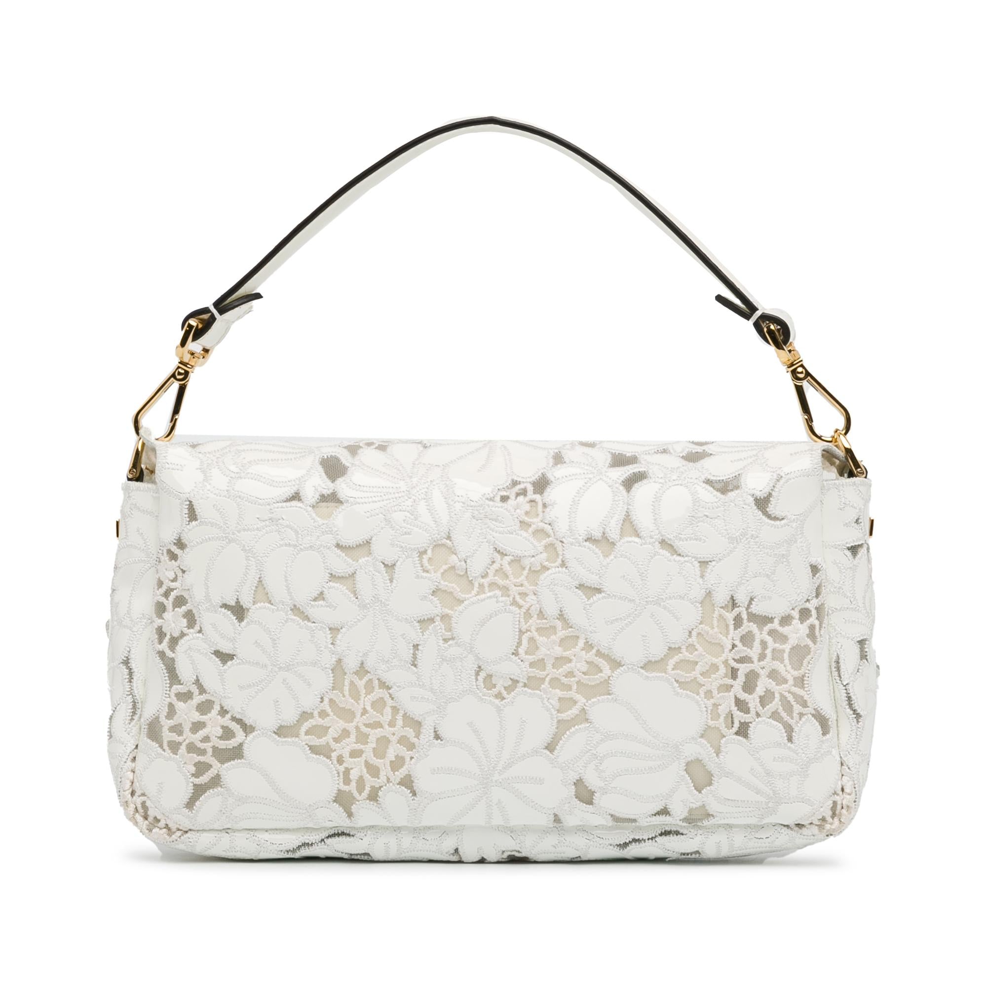 Fendi Embroidered Lace Baguette Satchel (SHG-iD9Gxu)