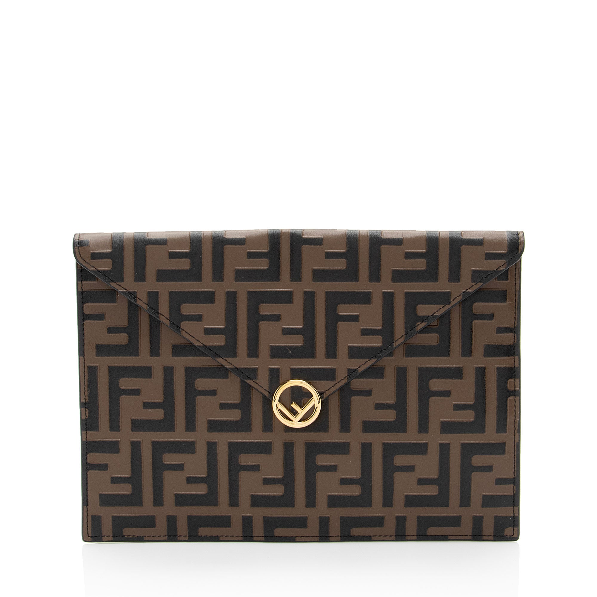Fendi FF Embossed Calfskin 1974 Envelope Pouch (SHF-qYNeEa)