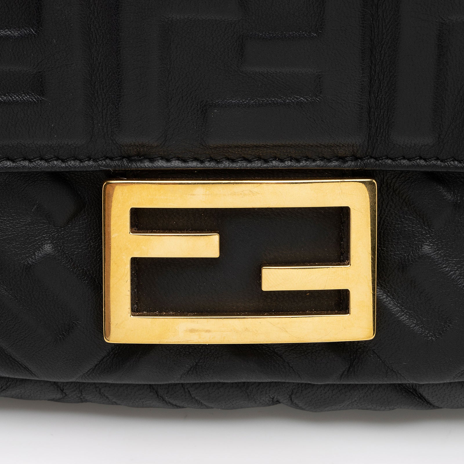 Fendi FF Embossed 1974 Mini Baguette Shoulder Bag SHF st6LPG LuxeDH
