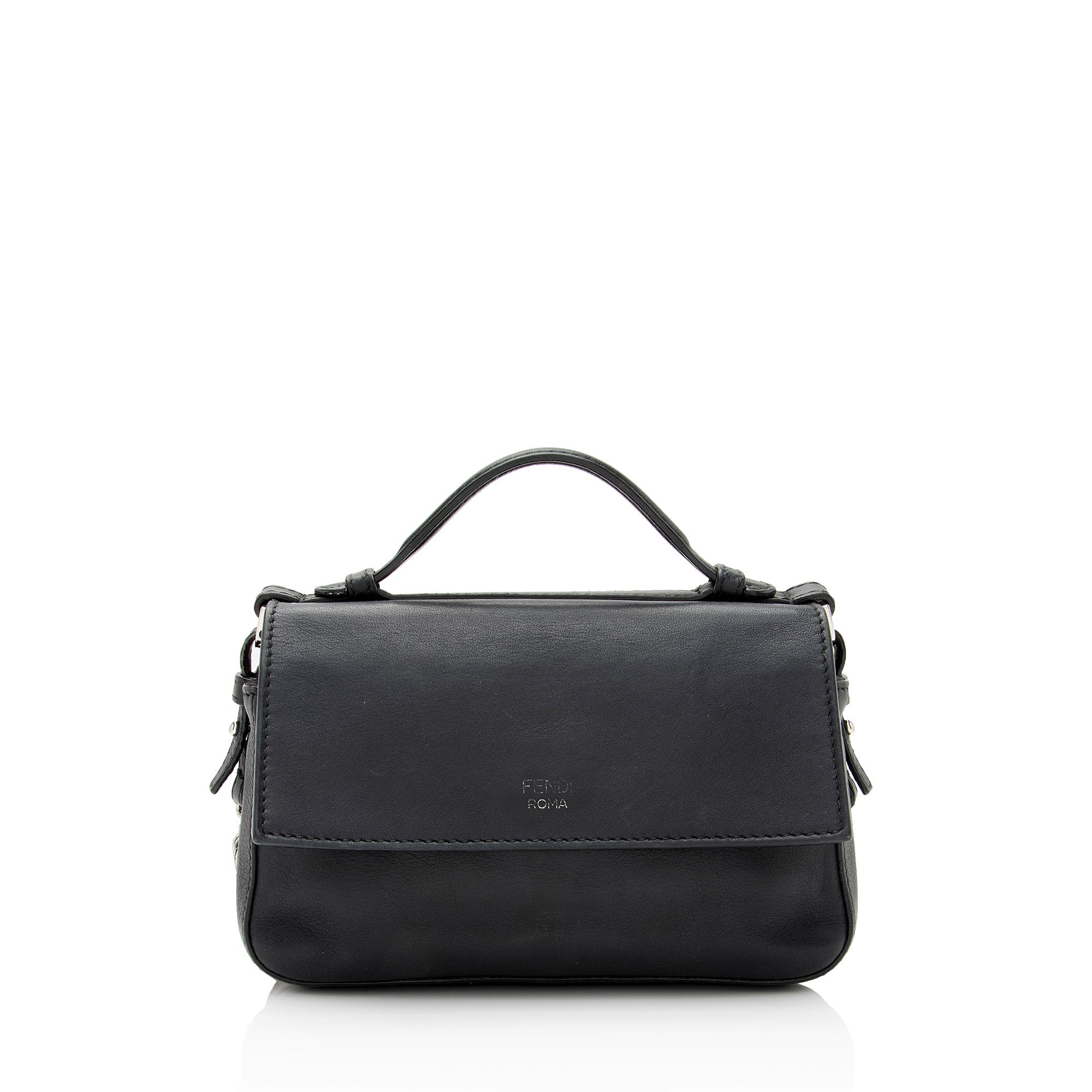 Fendi FF Embossed Calfskin Double Micro Baguette Bag (SHF-yQ8d8d)