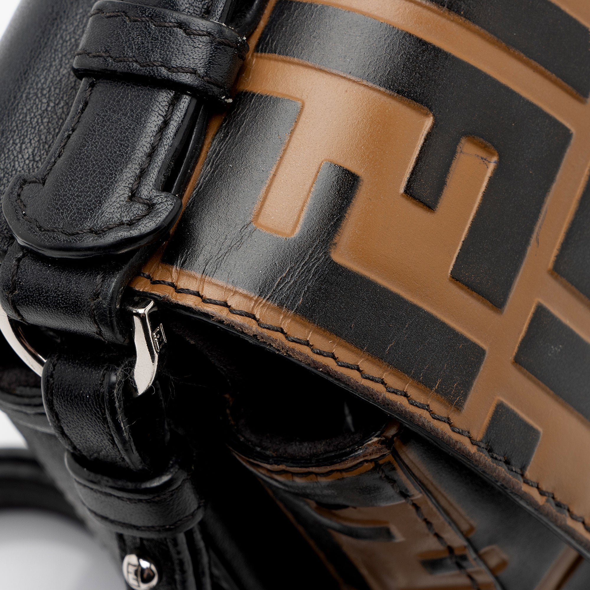 Fendi FF Embossed Calfskin Double Micro Baguette Bag (SHF-yQ8d8d)