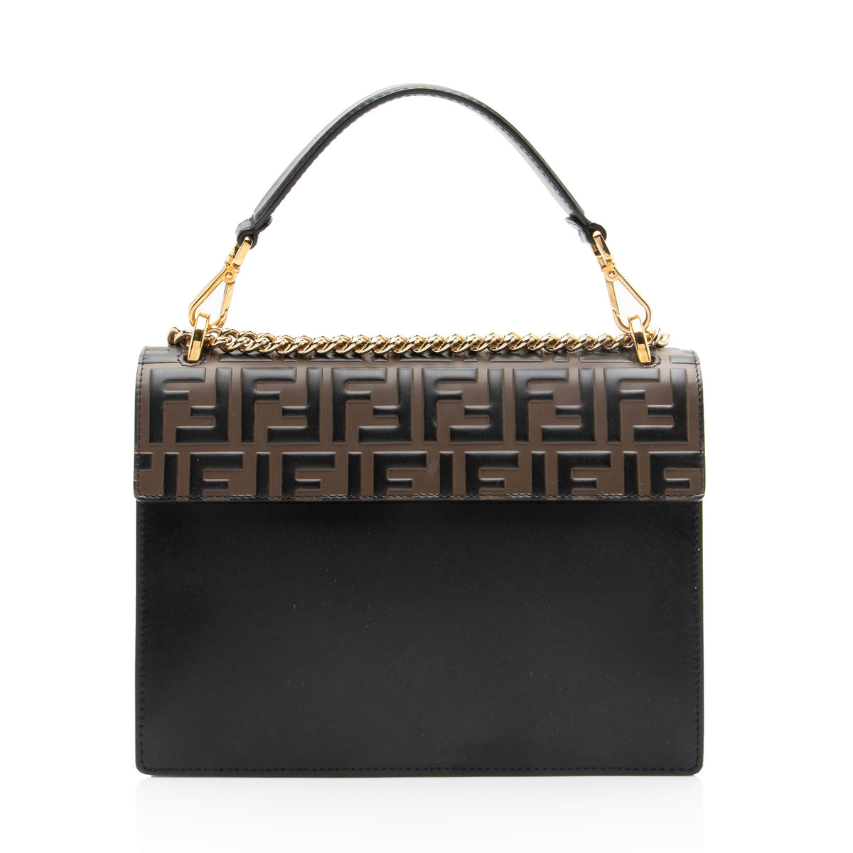 Fendi FF Embossed Calfskin Kan U Medium Shoulder Bag
