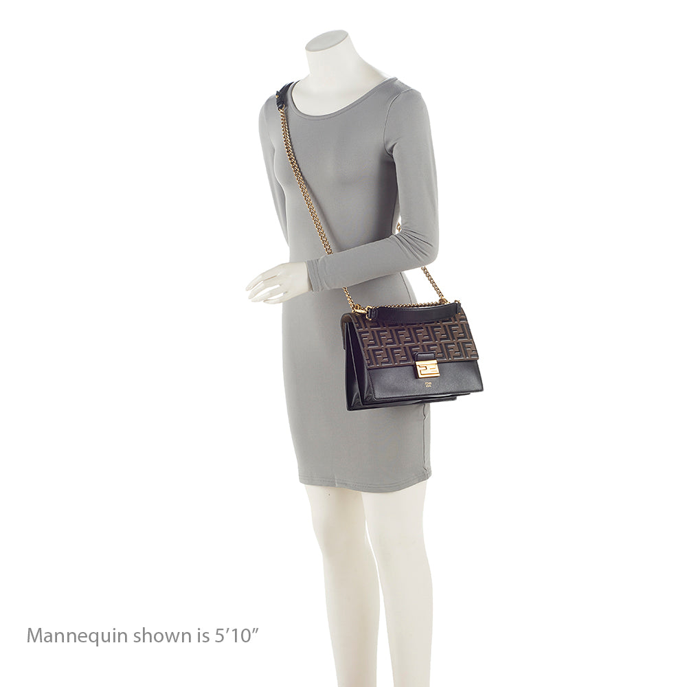 Fendi FF Embossed Calfskin Kan U Medium Shoulder Bag