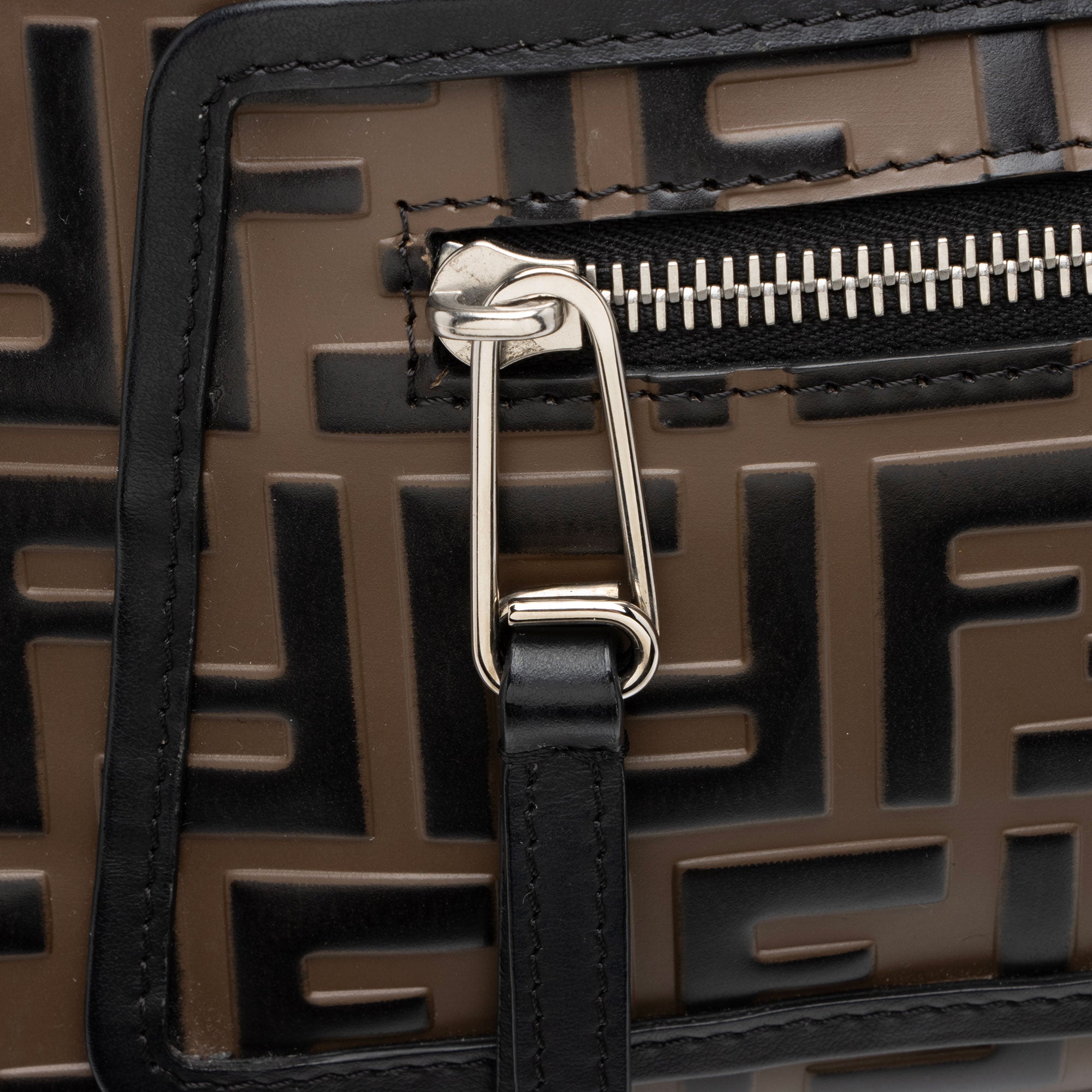 Fendi FF Embossed Vitello Wicker Century 1974 Runaway Small Shopper