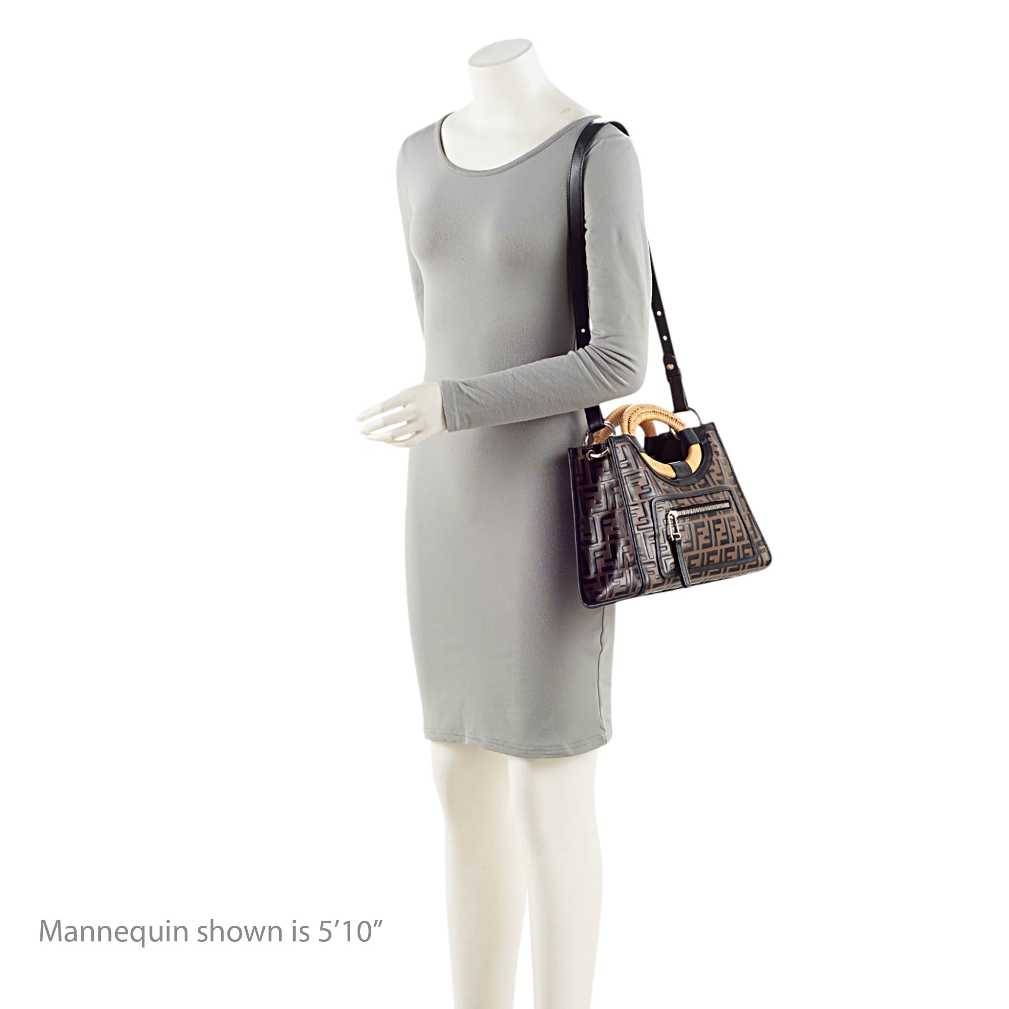Fendi FF Embossed Vitello Wicker Century 1974 Runaway Small Shopper
