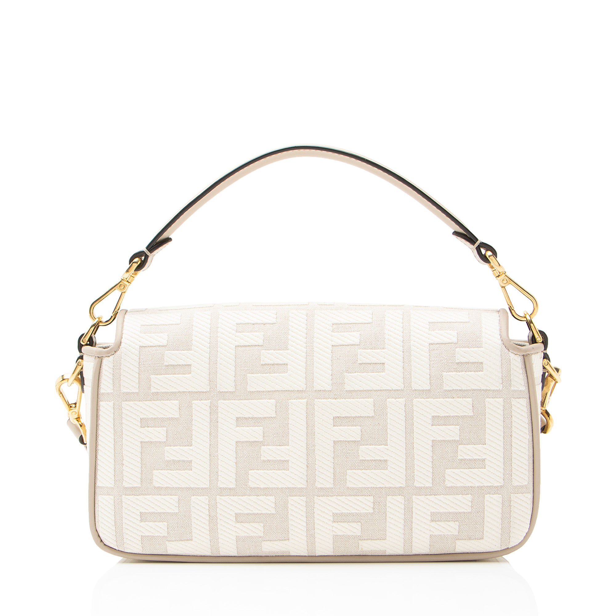 Fendi FF Embroidered Canvas Baguette Shoulder Bag